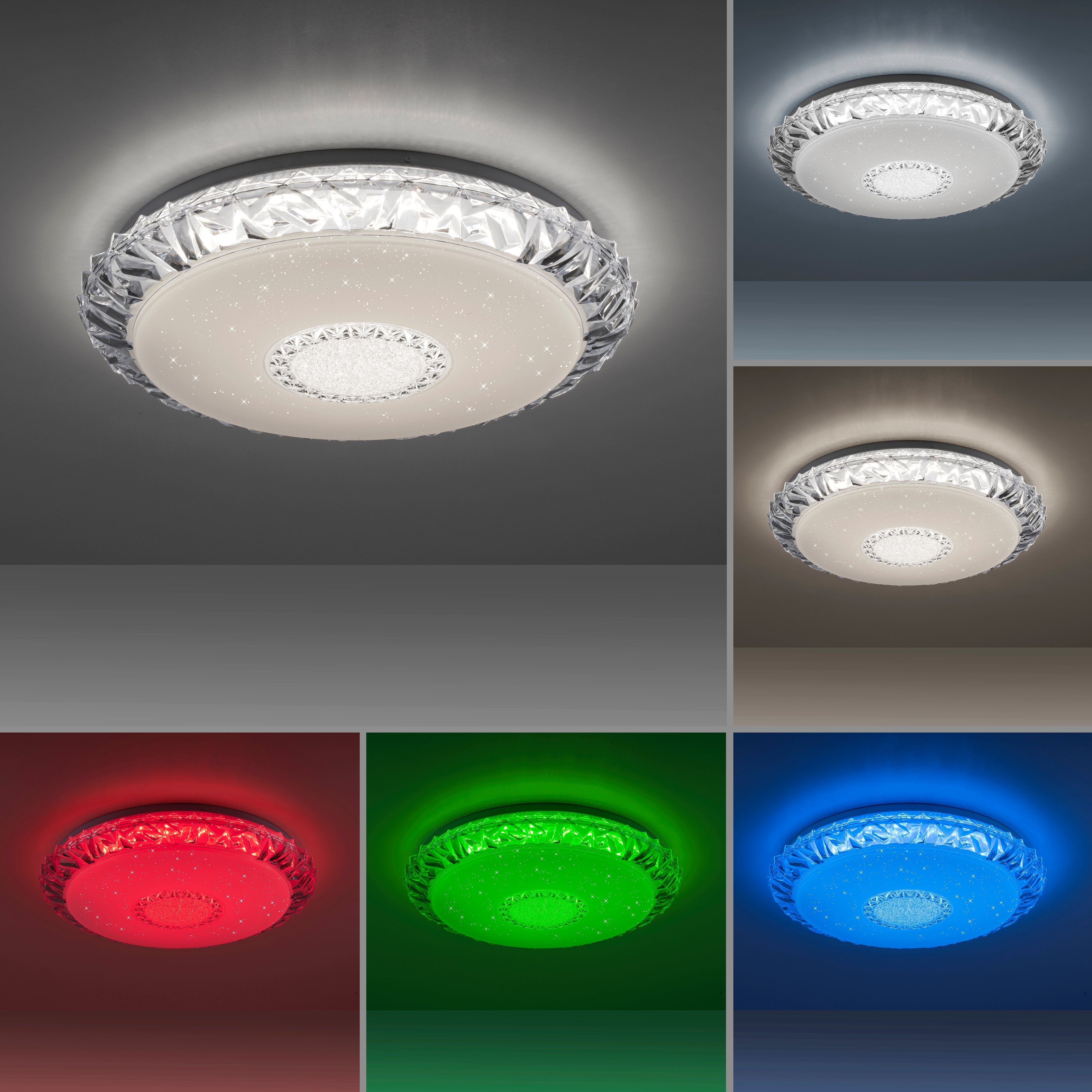 Leuchten Direkt Deckenleuchte Infrarot fest tunable warmweiß LUCCA, Fernbedienung, - RGB, white, inkl., CCT LED - kaltweiß, dimmbar integriert