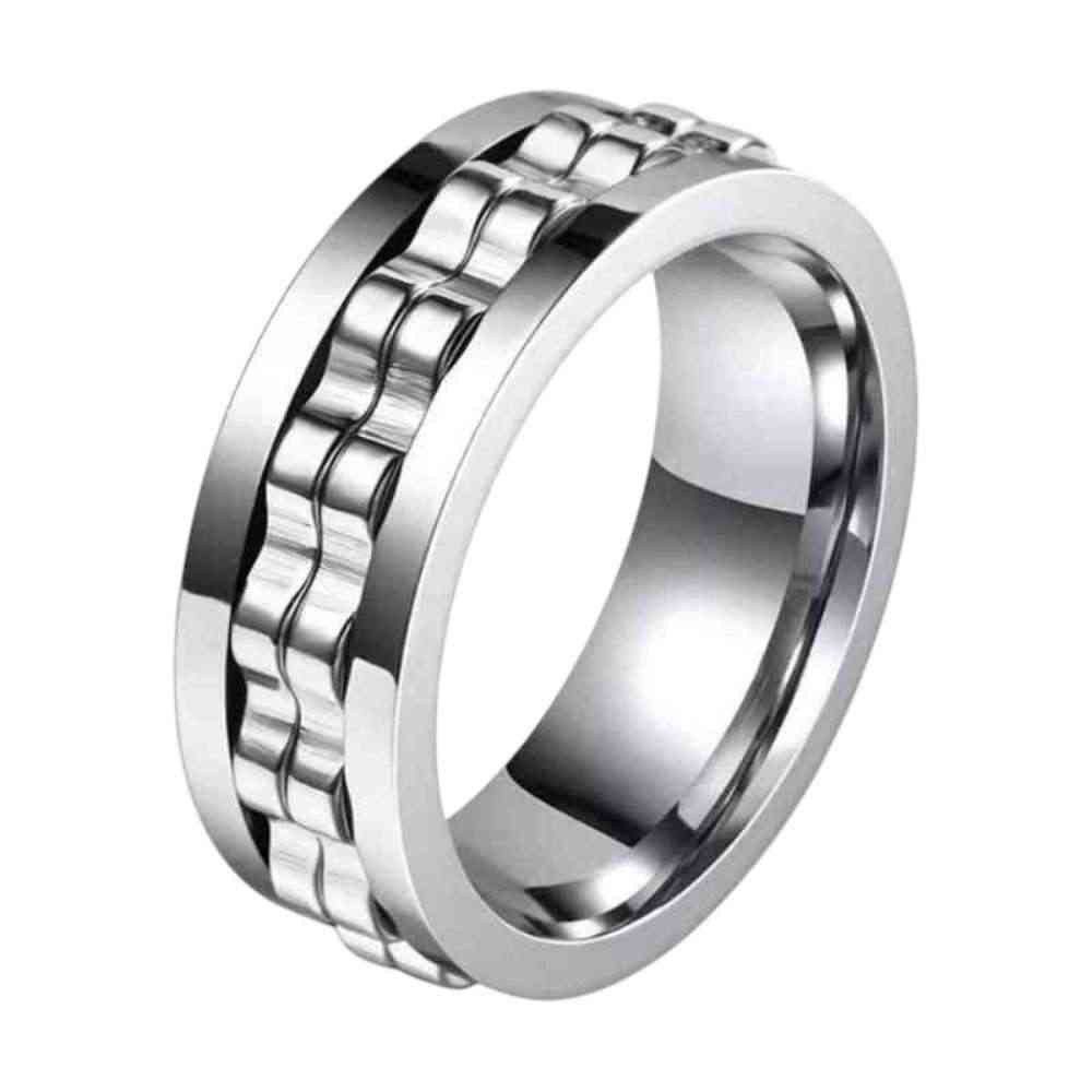 Taffstyle Fingerring Herrenring Edelstahl drehbar Spinning Ring Ketten Fidget Fingerring (Moderner Edelstahl Herrenring mit beweglichem Kettenelement im markanten Design – stilvoller Schmuck mit besonderer Drehfunktion)