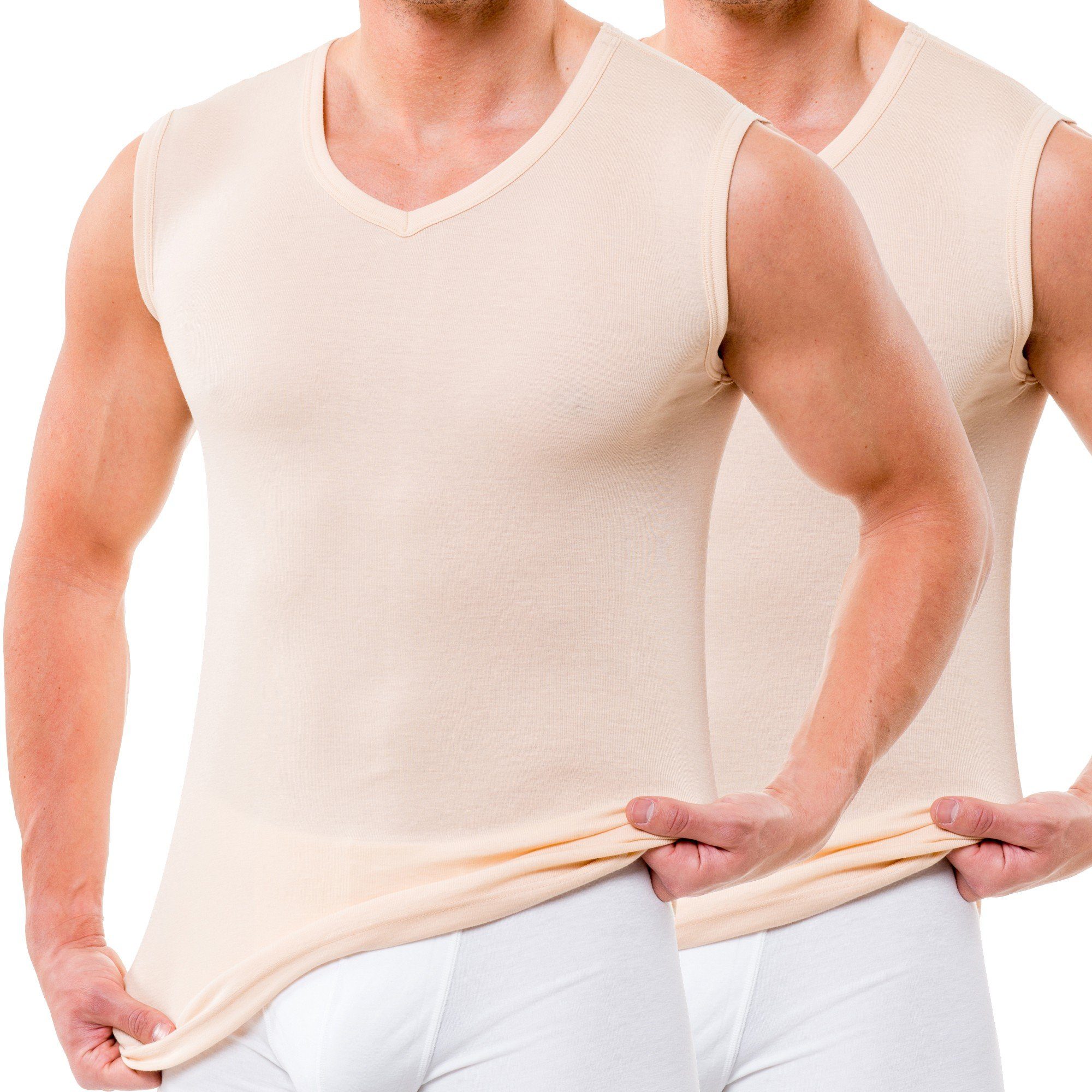 HERMKO Unterhemd 16050 2er Pack Herren Business Unterhemd mit V-Ausschnitt günstig online kaufen