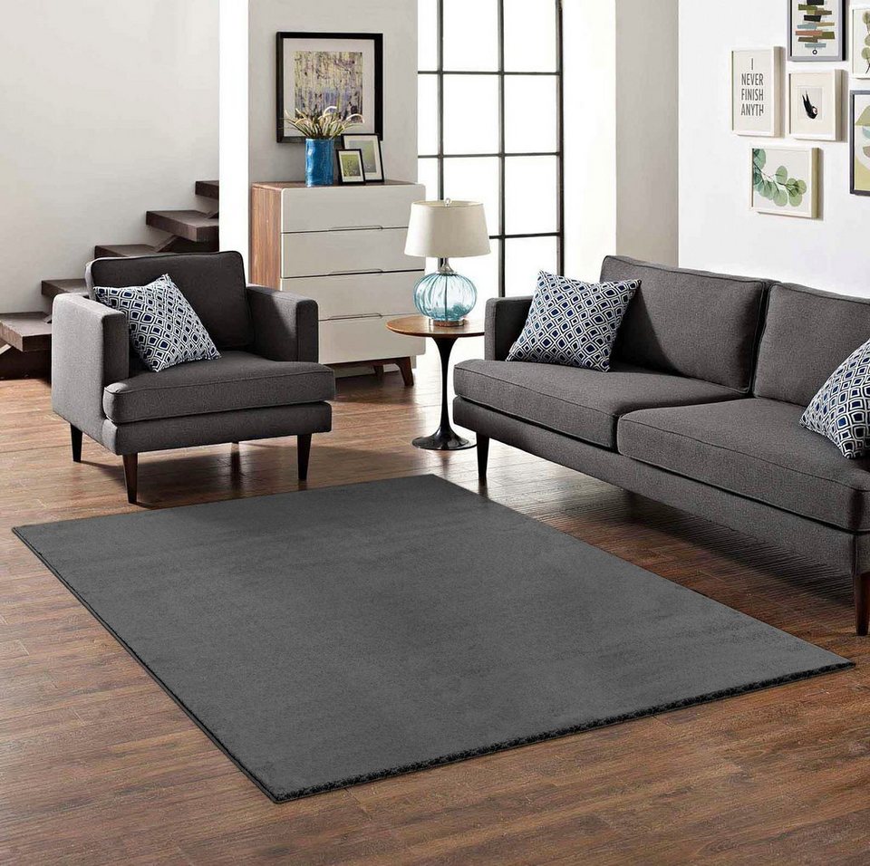 Teppich Kurzflor-Webteppich GRANADA 4800, uni Soft Touch, my home,  rechteckig, Höhe: 20 mm, leichter Glanz, auch in rund, Wohnzimmer,  Schlafzimmer, Kinderzimmer