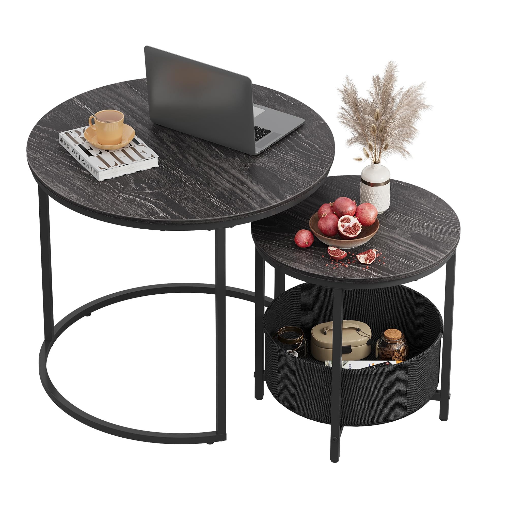 WLIVE Couchtisch Couchtisch 2er‑Satztisch rund mit Stauraum, (Beistelltisch günstig online kaufen