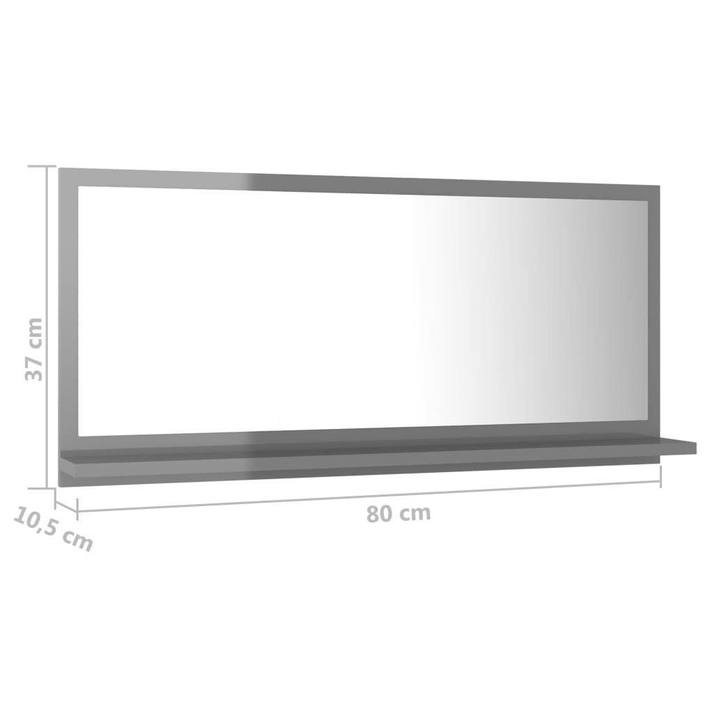 vidaXL Badezimmerspiegelschrank Badspiegel Hochglanz-Grau cm 80x10,5x37 Holzwerkstoff (1-St)