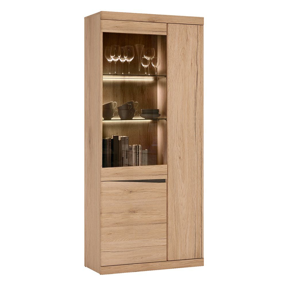 Lomadox Vitrine SANFORD-129 San Remo Eiche günstig online kaufen