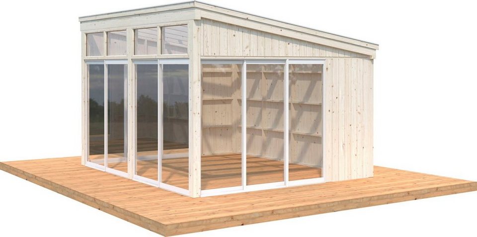 Palmako Holzpavillon »Nova«, mit Doppelstegplatten, BxT: 432×376 cm, natur