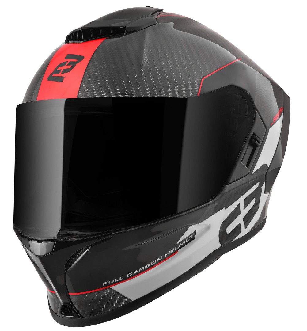 Bogotto Motorradhelm Phantom Combo Carbon Helm, vorbereitet für Kommunikationssystem,Notfallsystem-Polsterung (EQ