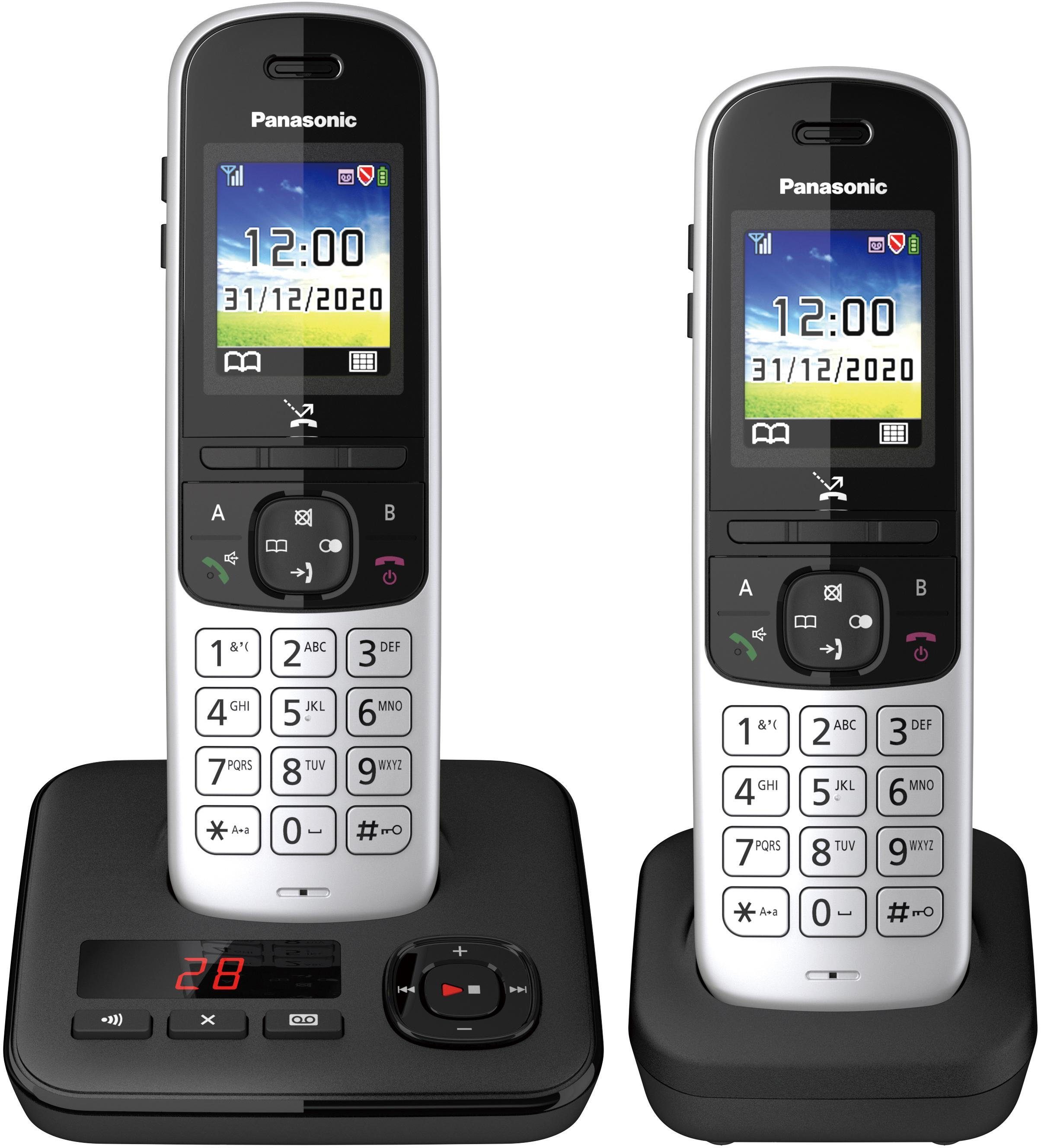 Panasonic KX-TGH722 Duo Schnurloses DECT-Telefon (Mobilteile: 2, mit Anrufbeantworter) schwarz