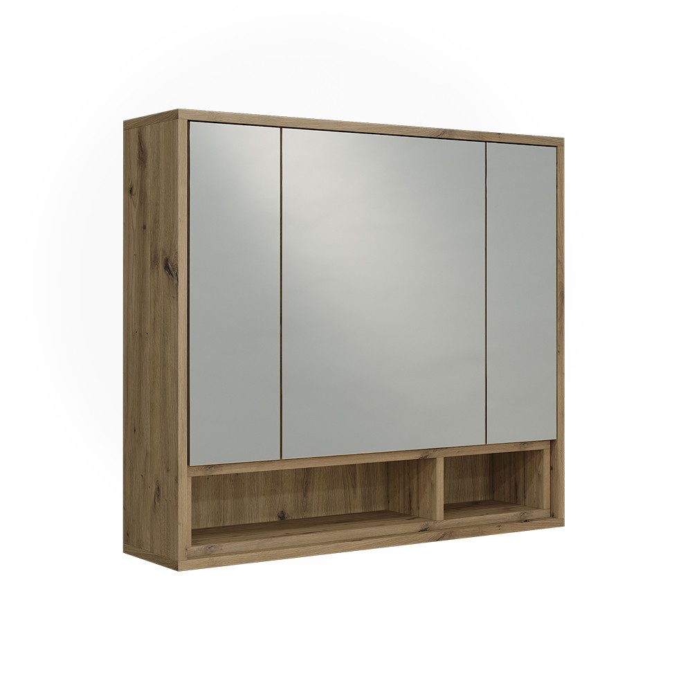 Vicco Badezimmerspiegelschrank Beatrice, Cashmere/Artisan-Eiche, 80 x 72 cm mit 3 Spiegeltüren (1-St)