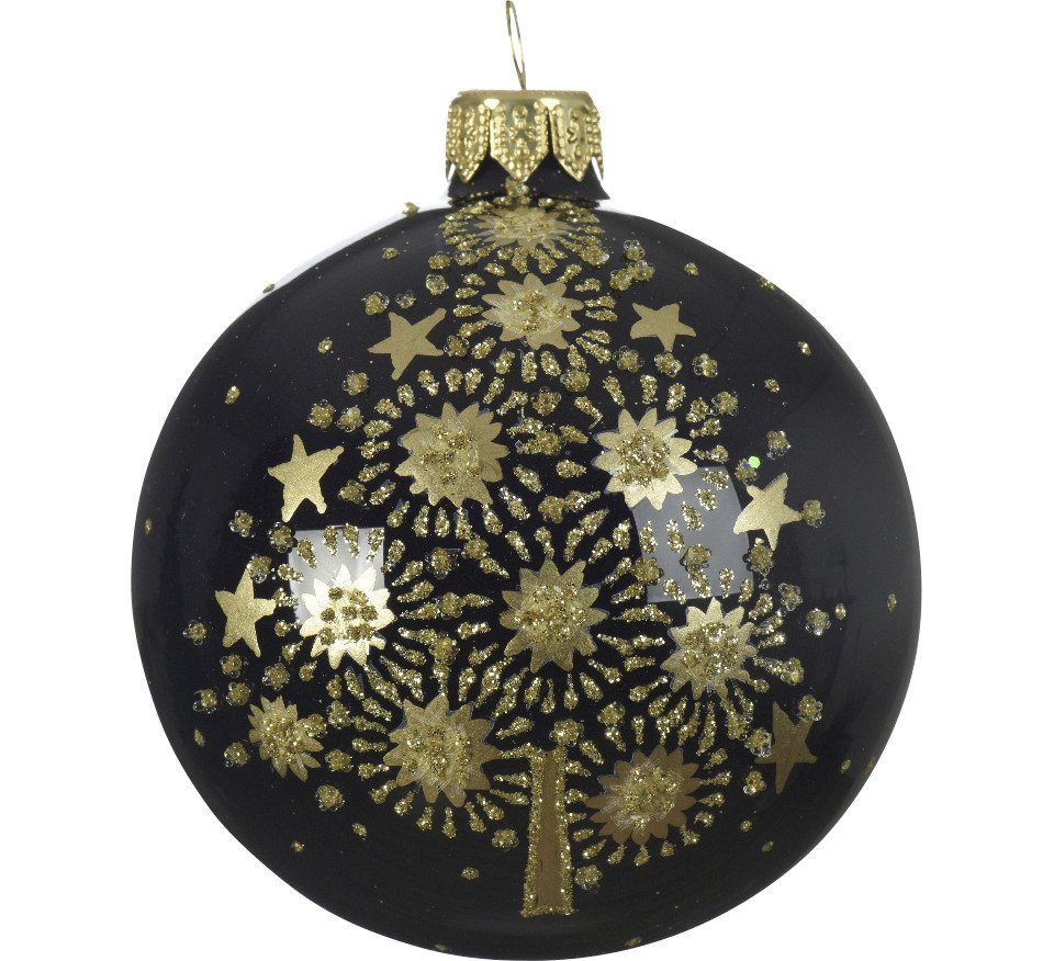Kaemingk Kaemingk Christbaumschmuck schwarz Glas Weihnachtsbaumkugel aus