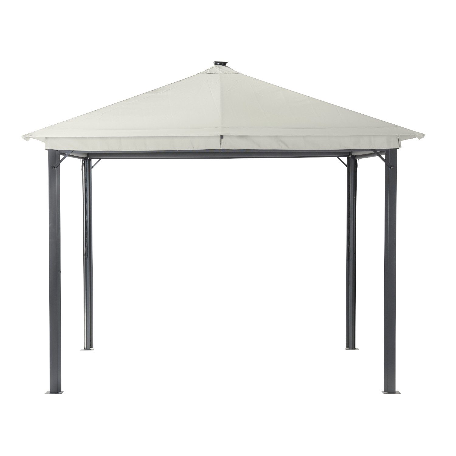 Leco Pavillon "Zoe" mit LED-Beleuchtung und Gittergewebe-Rollos, mit 4 Seitenteilen, Solar-Pavillon in anthrazit