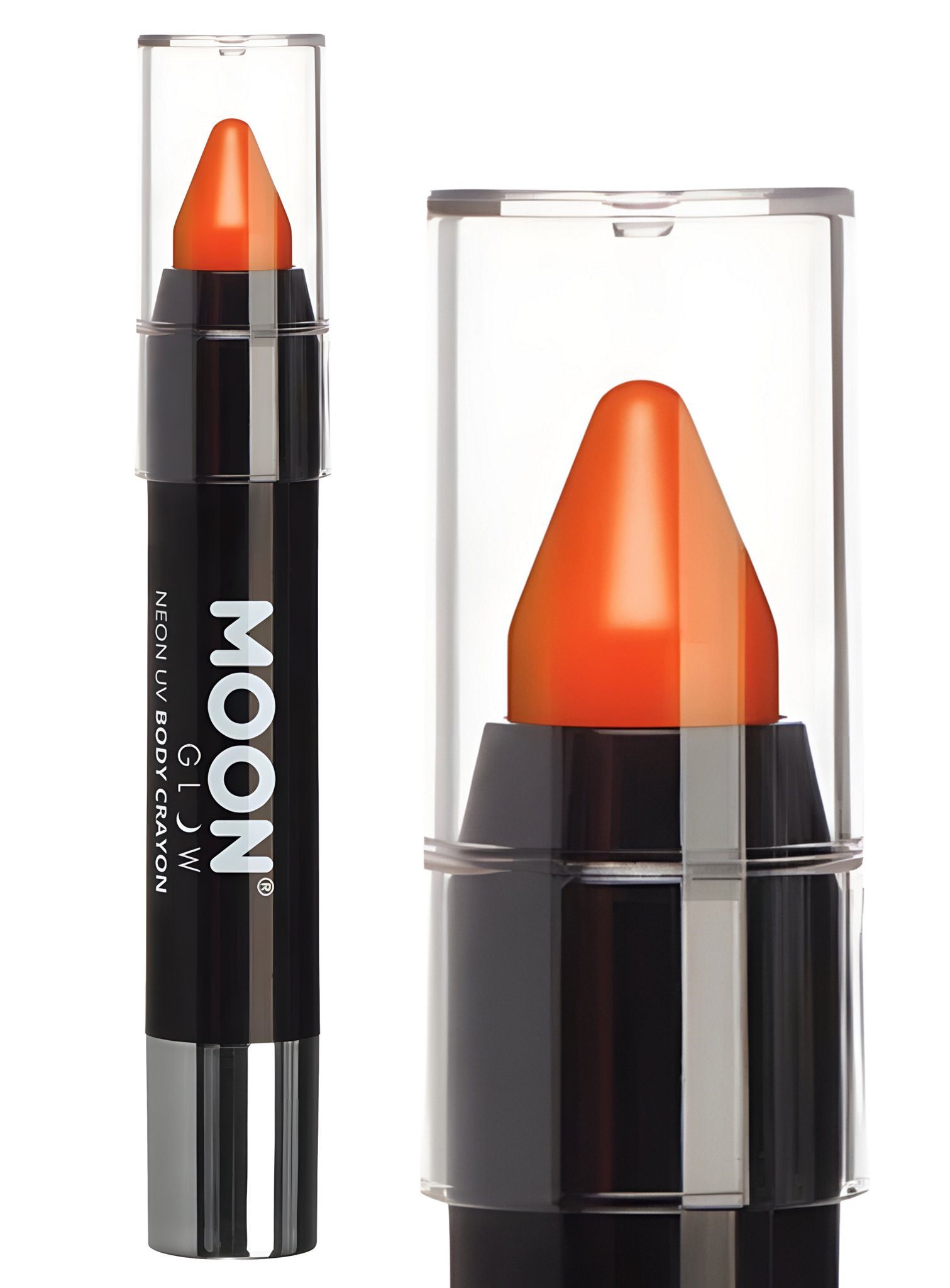 Smiffys Theaterschminke Moon Glow – Pastell Neon UV Schminkstift orange, Unter Schwarzlicht leuchtende, helle Pastellfarbe für Körper und Ges