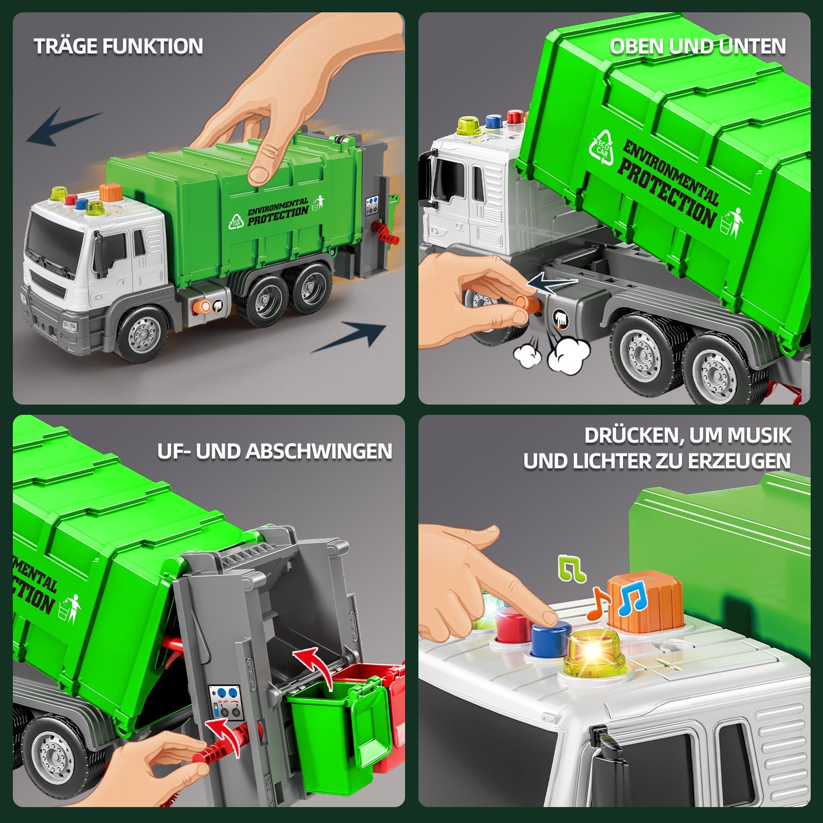 Kramow Müllauto Spielzeug - Mit Licht Und Sound Für Kinder Ab 4 Jahren
