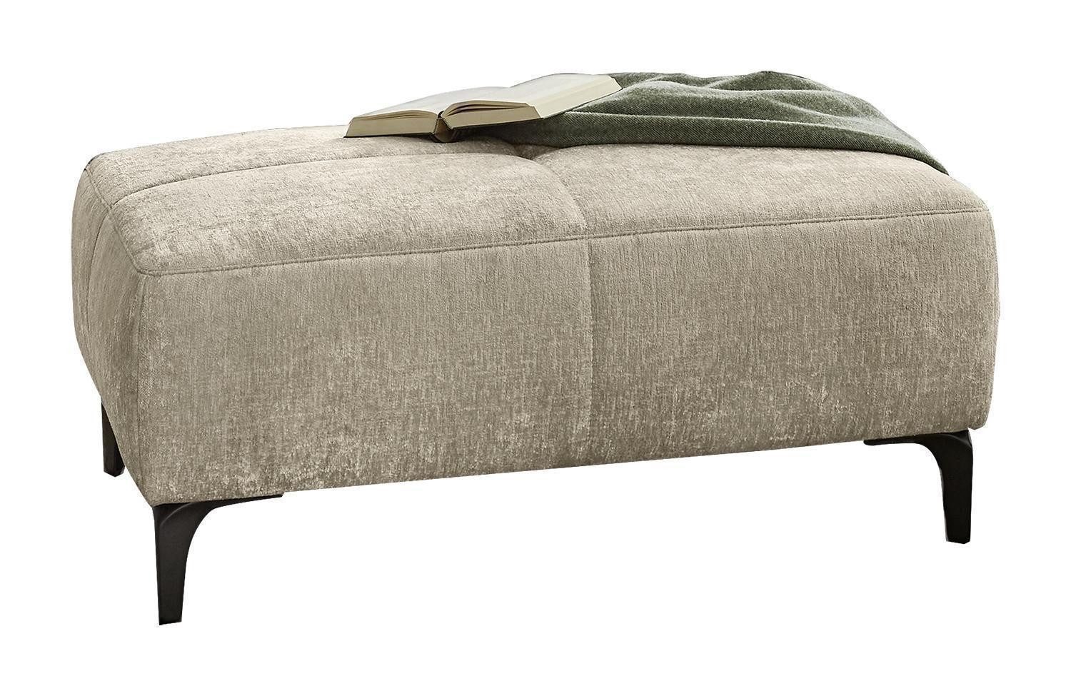 Jockenhöfer Gruppe Sitzhocker SALO, Beige, Chenille, Metallfüße, B 111 x H 45 x T 79 cm