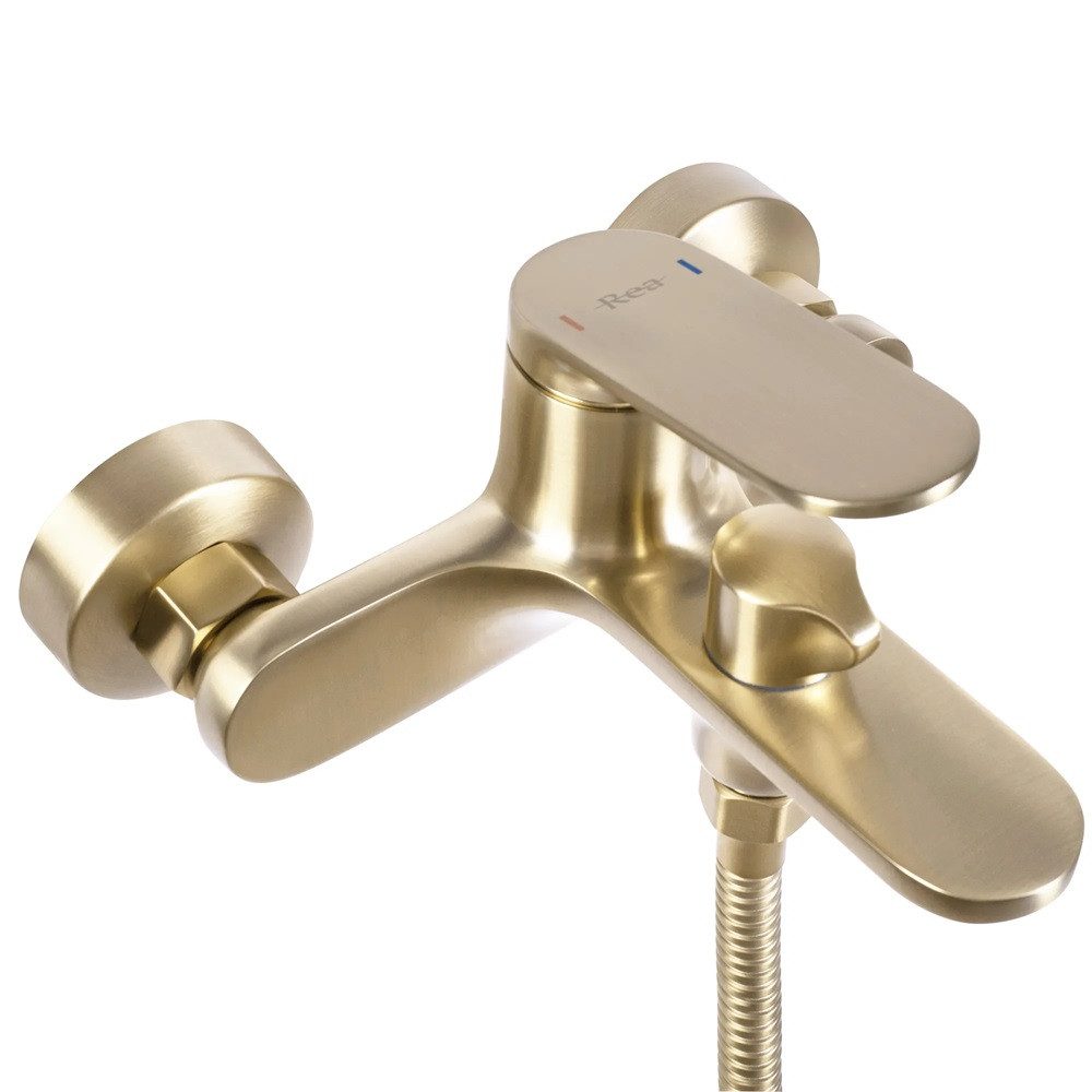 wohnwerk.idee Wannenarmatur Badewannenarmatur Gold Matt Messing Einhebelmischer mit Handbrause