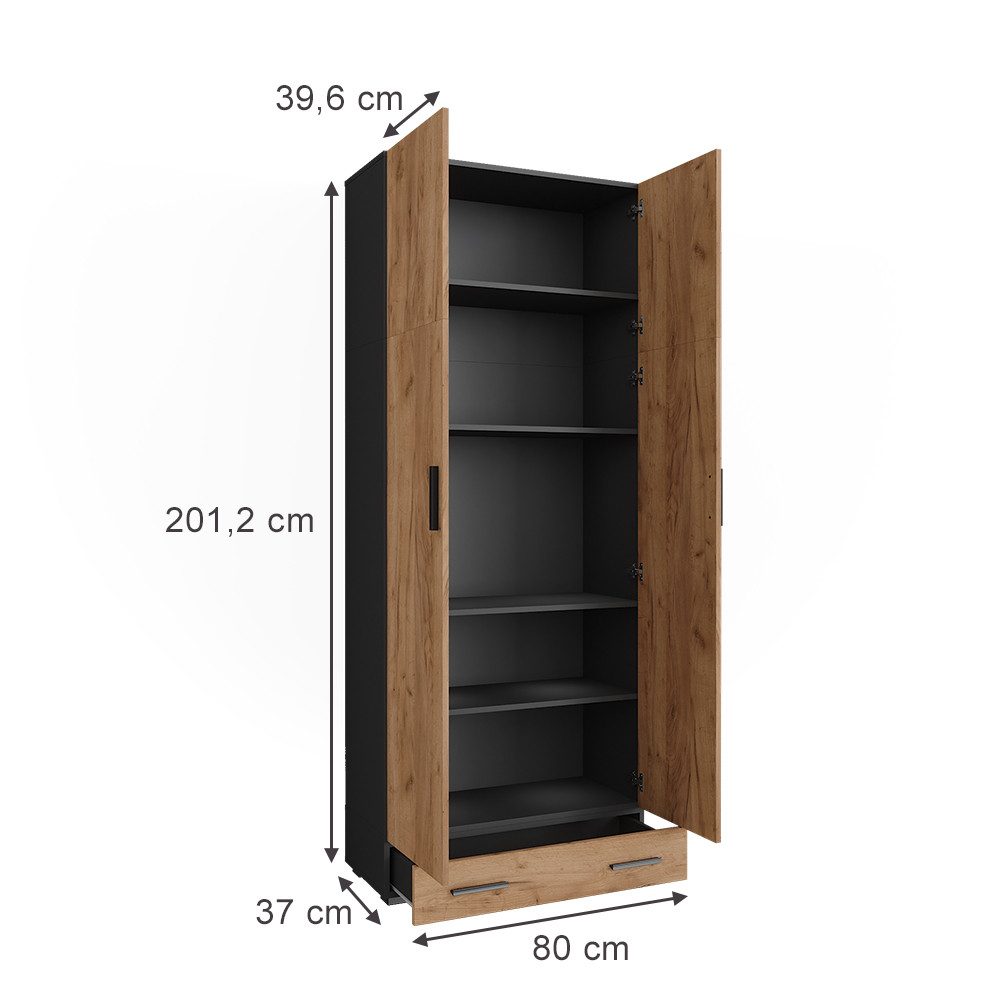 Vicco Aktenschrank Frank, Anthrazit/Goldkraft Eiche, 80 günstig online kaufen