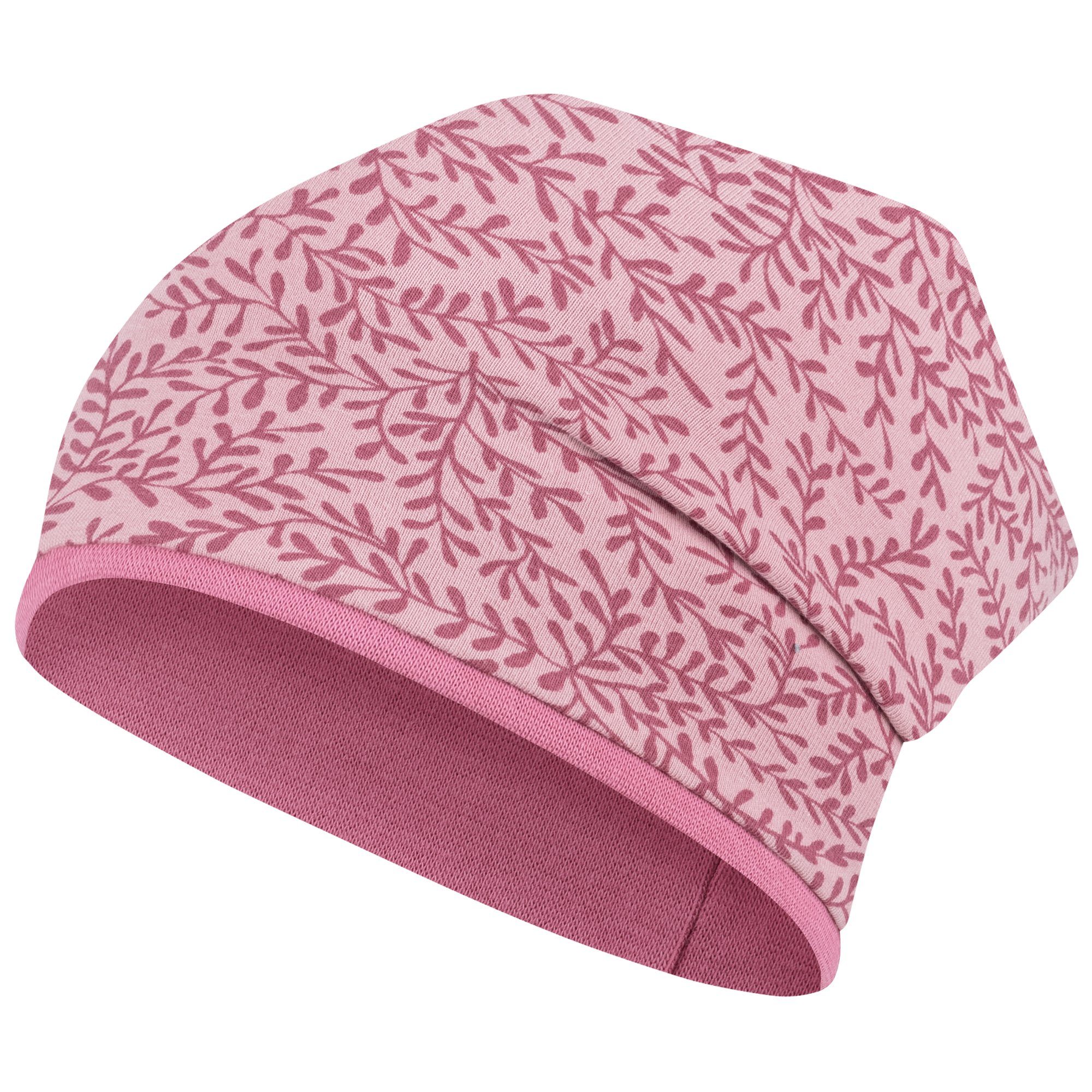 Herbstmütze Beanie Jerseymütze Zweige Übergangsmütze Rosa doppellagig Baumwolle Mädchen Smarilla