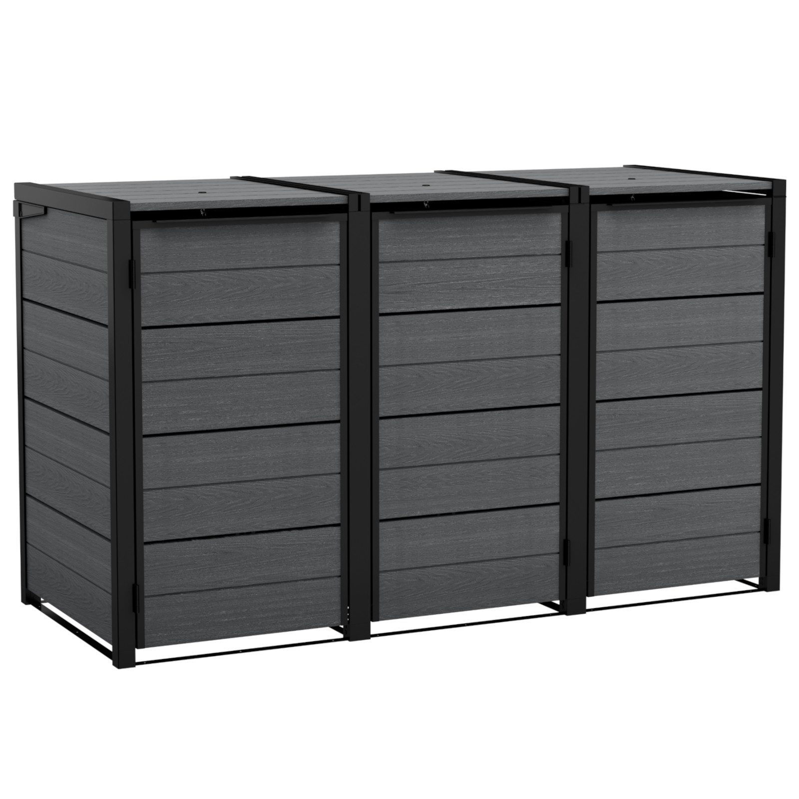 Keter Mülltonnenbox "Hide Away", 240L je Box, Anthrazit, Holzoptik, nahtlos erweiterbar