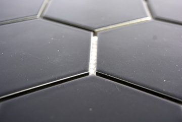 Mosani Mosaikfliesen Hexagonale Sechseck Mosaik Fliese Keramik schwarz matt Küche Bad