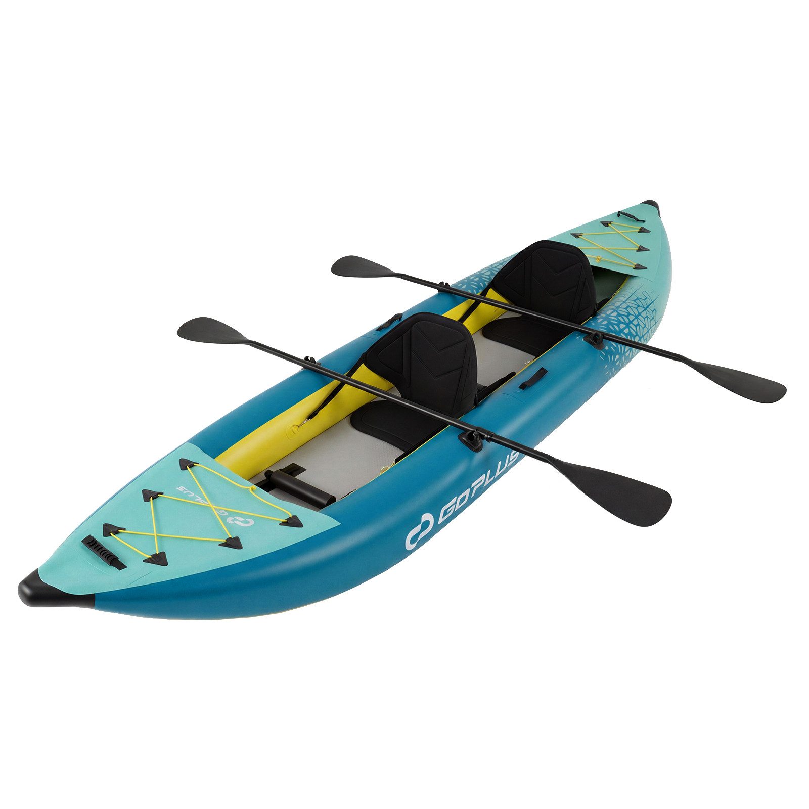 COSTWAY Zweierkajak, Mit Aluminiumrudern, Eva-Sitz, Handpumpe & Reparaturset