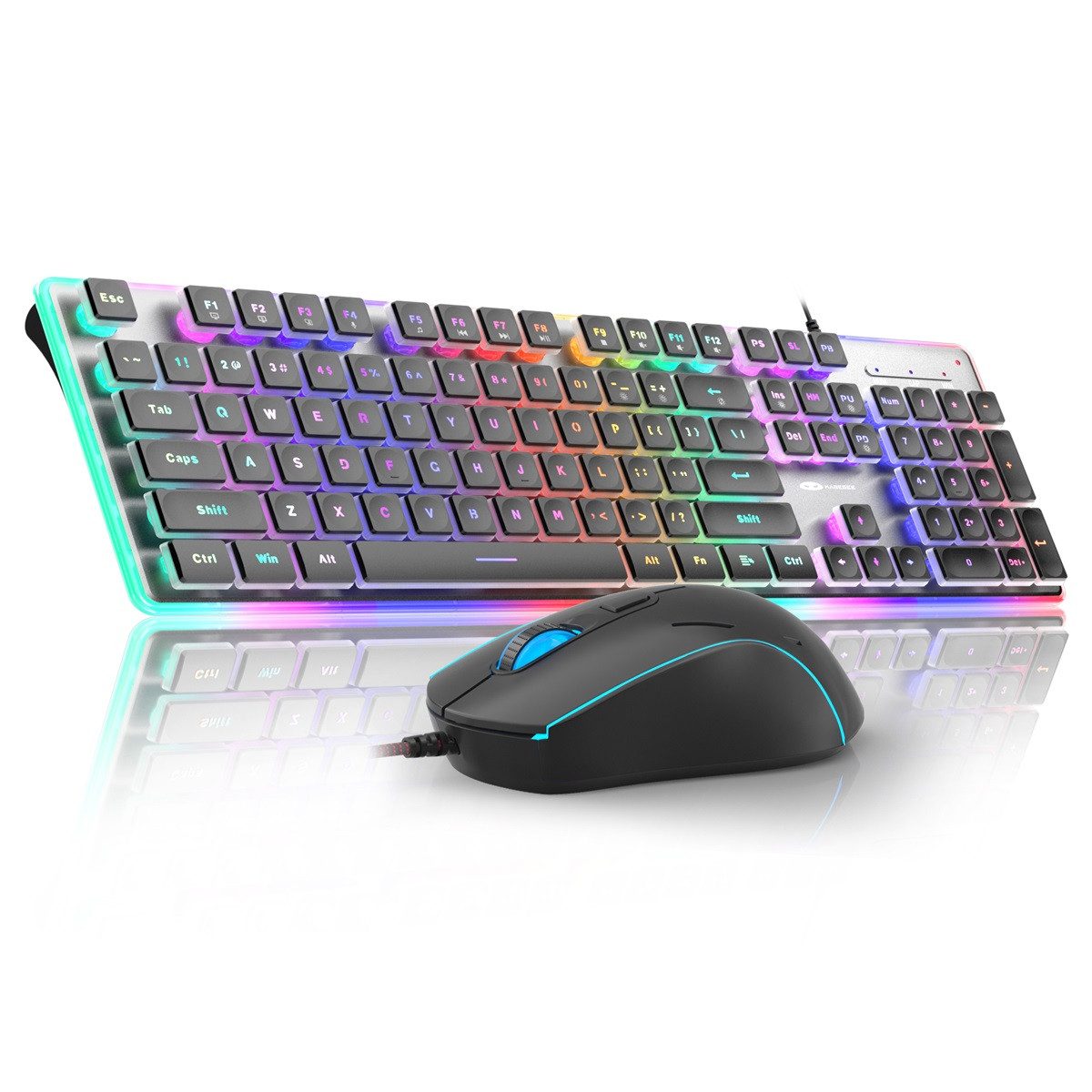 Welikera Gaming Tastatur Maus Set – RGB, USB Kabel, 6 DPI, ergonomisch Tastatur- und Maus-Set