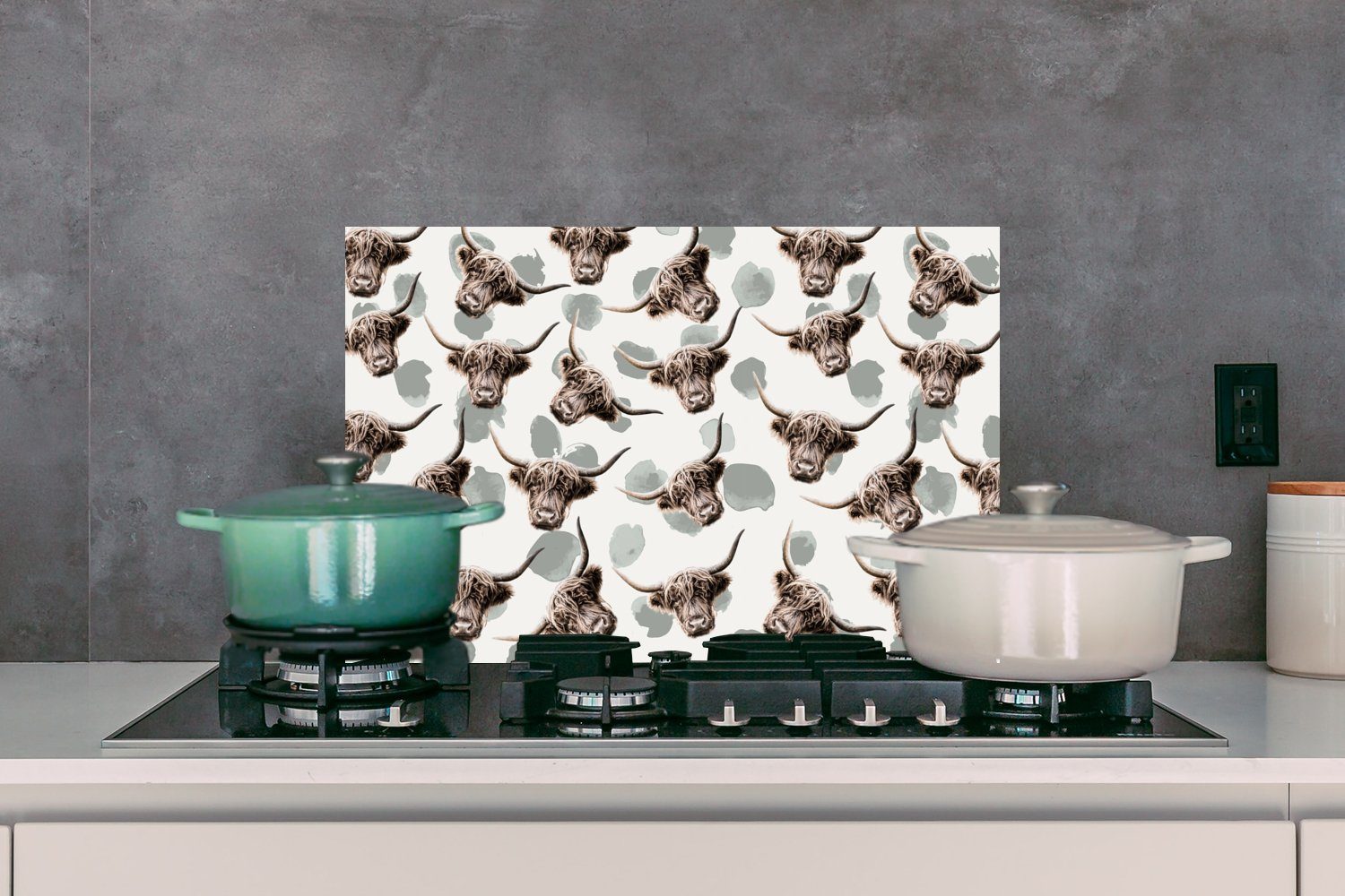 cm, Highlander, MuchoWow - Wandschutz, Temperaturbeständig 60x40 Küchenrückwand aus (1-tlg), küchen Herdblende - Tiere Muster Schottischer