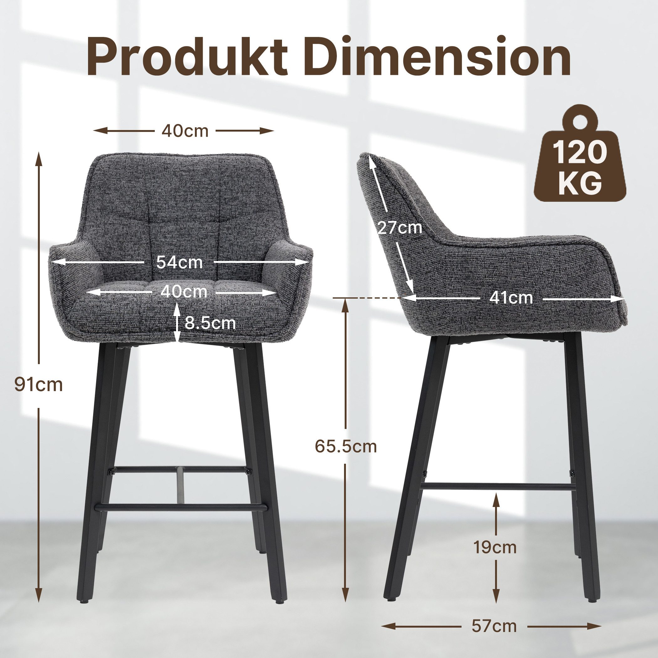 BRTHORY Barhocker 2er Set, höhenverstellbare Küchenhocker mit Rückenlehne ( günstig online kaufen