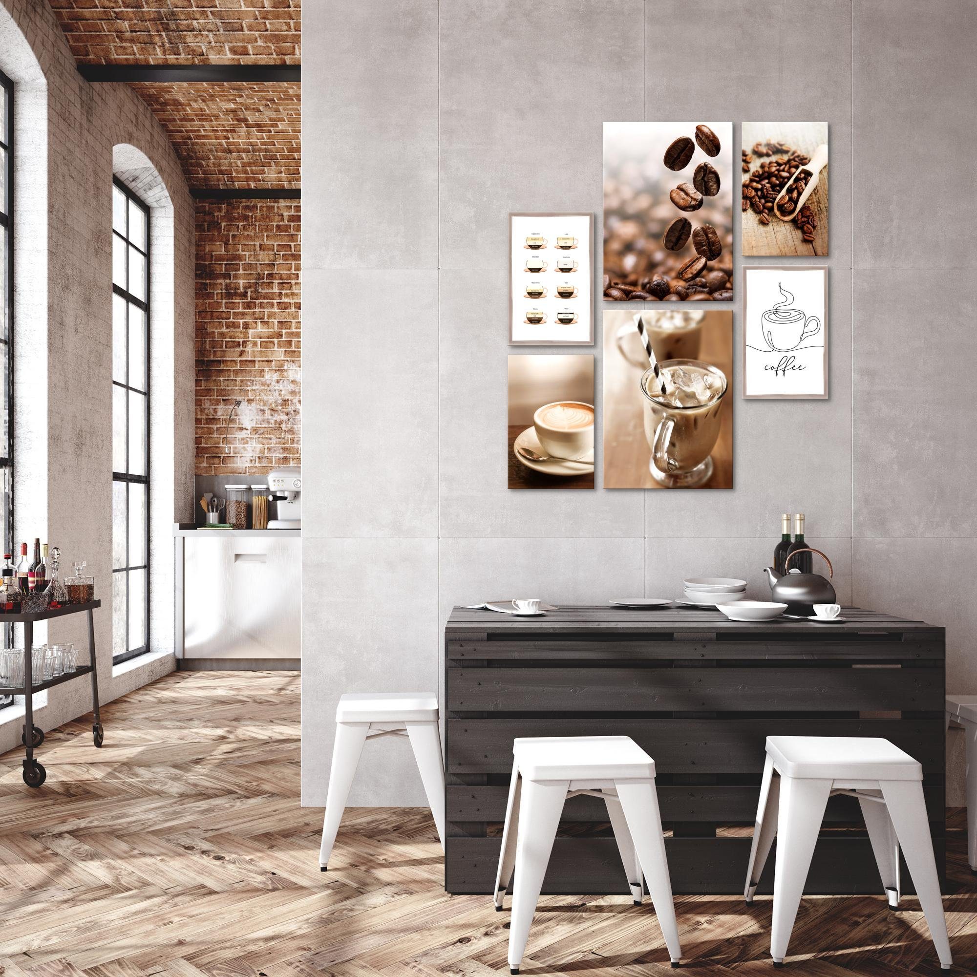 Novart Wandbild Wandbilder Küche Kaffee Gewürze AUFHÄNGFERTIG 90 x 80 cm Küchenbilder, Braun, made in Germany