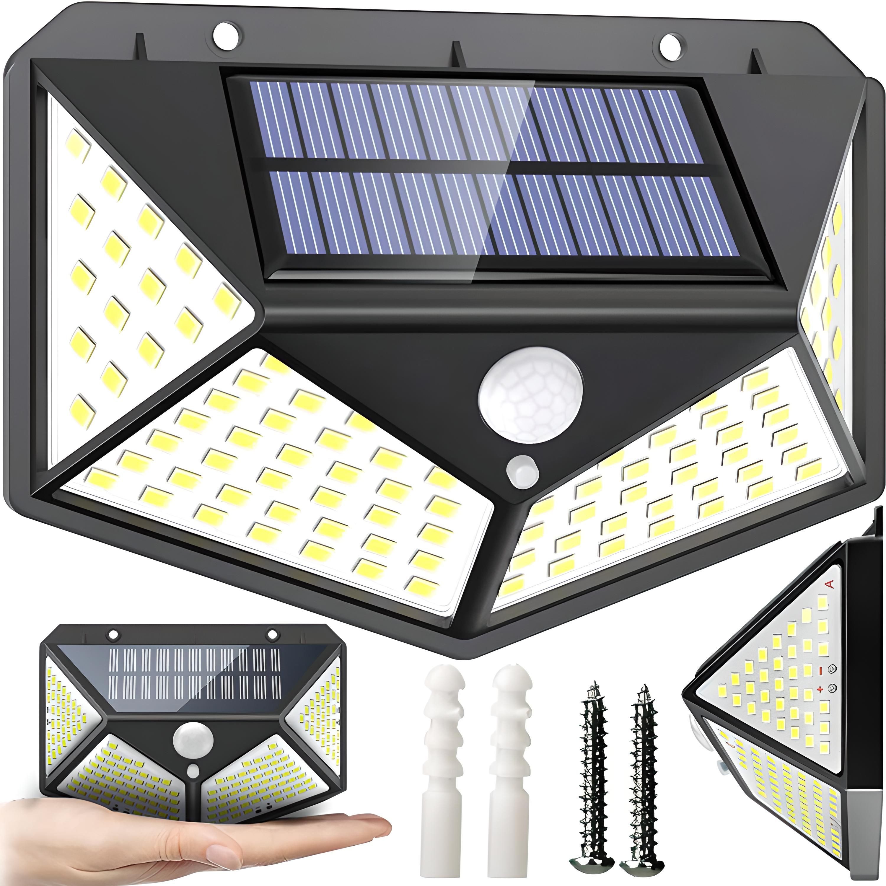 Retoo LED Solarleuchte Solarlampe für Außen mit Bewegungsmelder, 100 LED, IP65 2400 mAh Akku, Moderne LED, Eingebauter 1800-mAh, Wasserdicht nach IP65