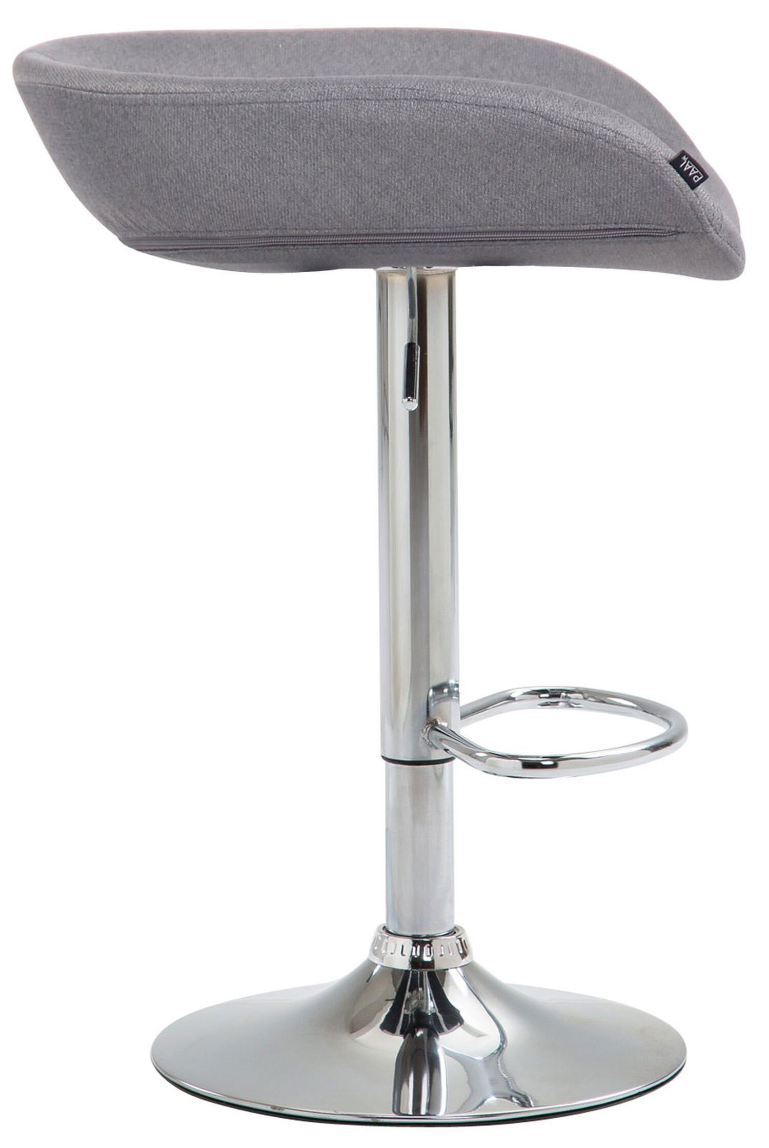 Sitzfläche: Hocker & Küche TPFLiving (Barstuhl für Barhocker mit Theke Stoff - Grau und drehbar Metall Anna höhenverstellbar), Fußstütze angenehmer 360° chrom Gestell -