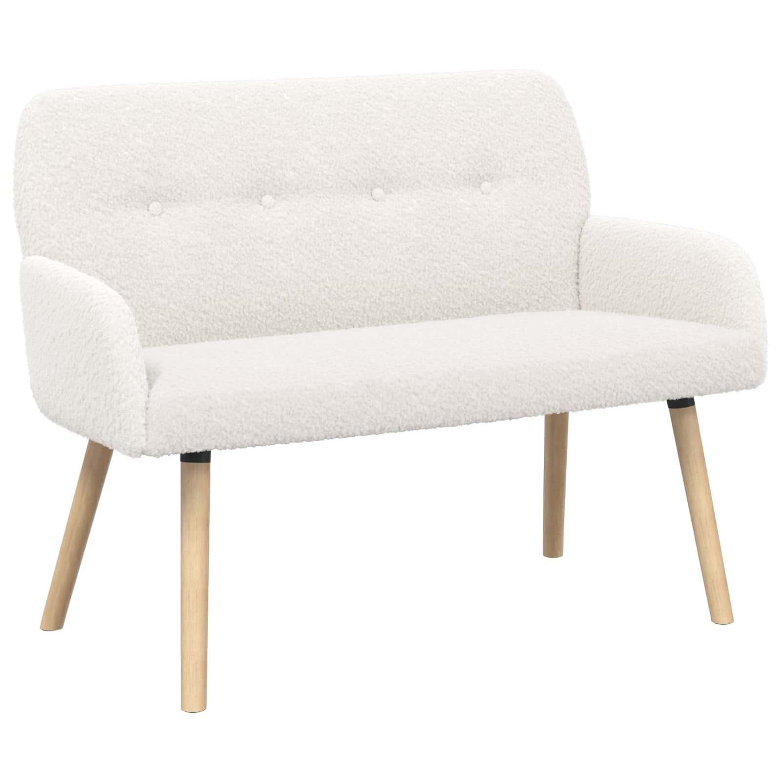 vidaXL Sofa 2-Sitzer Sofa mit Massivholzbeinen Creme Bouclé, 1 Teile, 2-Sitzer Sofa mit Massivholzbeinen Creme Bouclé