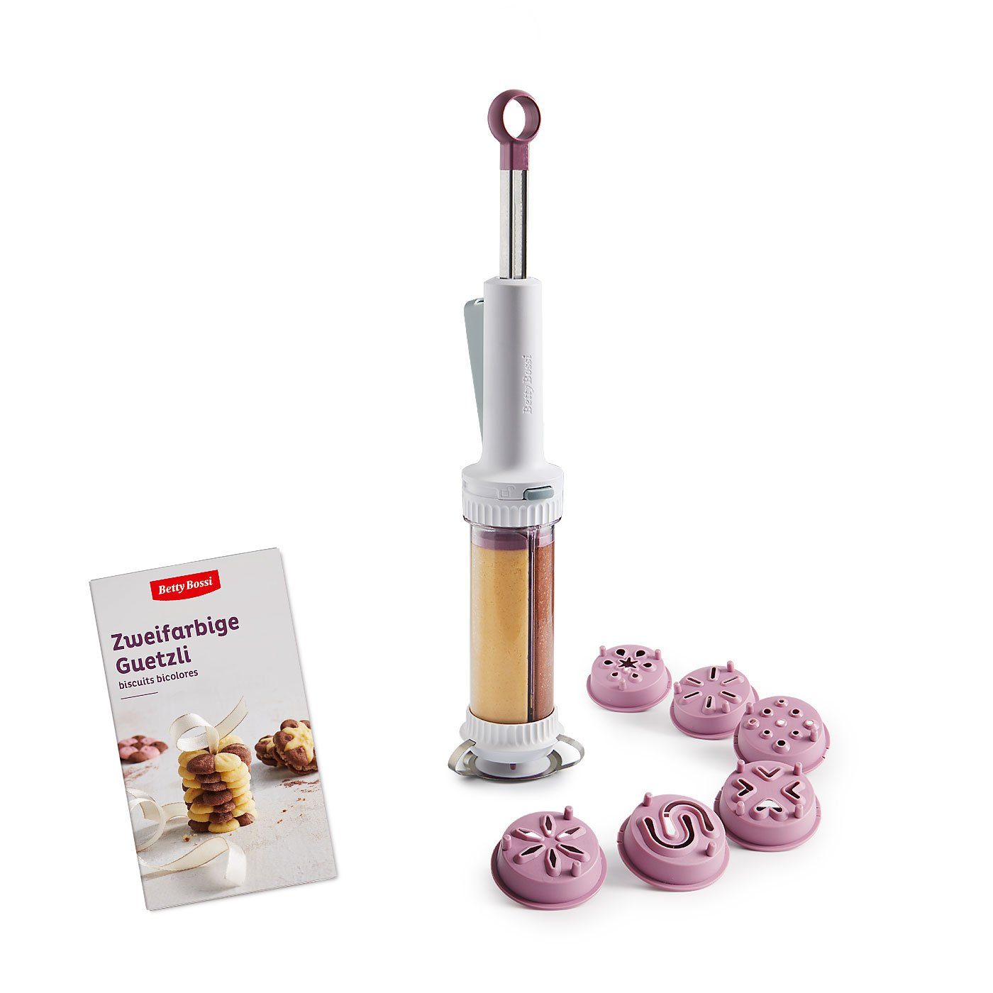 Betty Bossi Gebäckpresse Cookie Press, (7-tlg), zweifarbige Kekse und Plätzchen