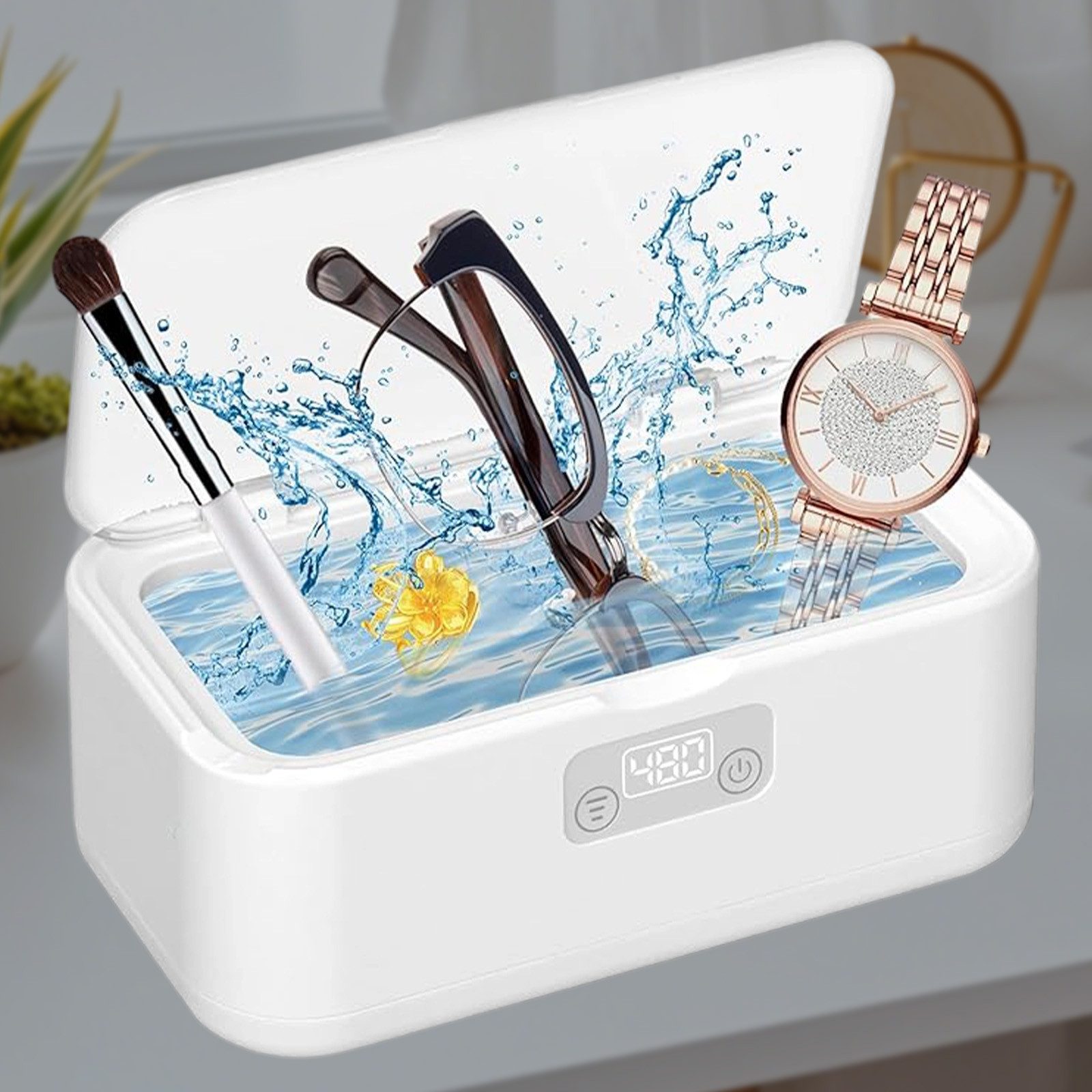 REDOM Ultraschallreiniger Ultraschall-Reinigungsmaschine Brillenreiniger Schmuckreiniger, für Schmuck Brillen Uhren mehr Tiefenreinigung mit UV-Licht