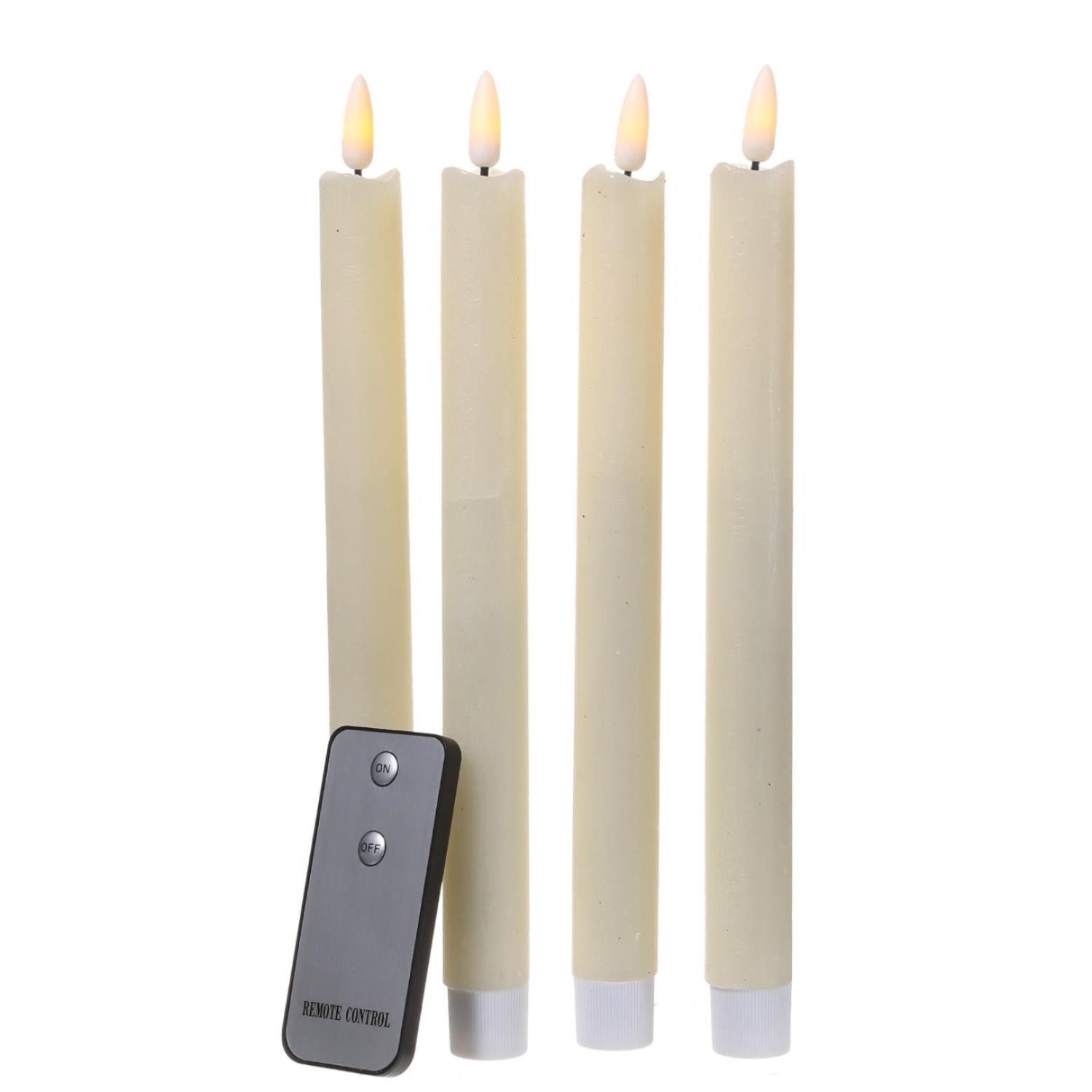 LED-Kerze LED Stabkerzen Tafelkerzen Dinnerkerzen mit Fernbedienung creme 4St