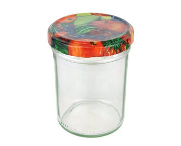 MamboCat Einmachglas 25er Set Sturzglas 230 ml HOCH To 66 Obst Dekor Deckel + Rezeptheft, Glas