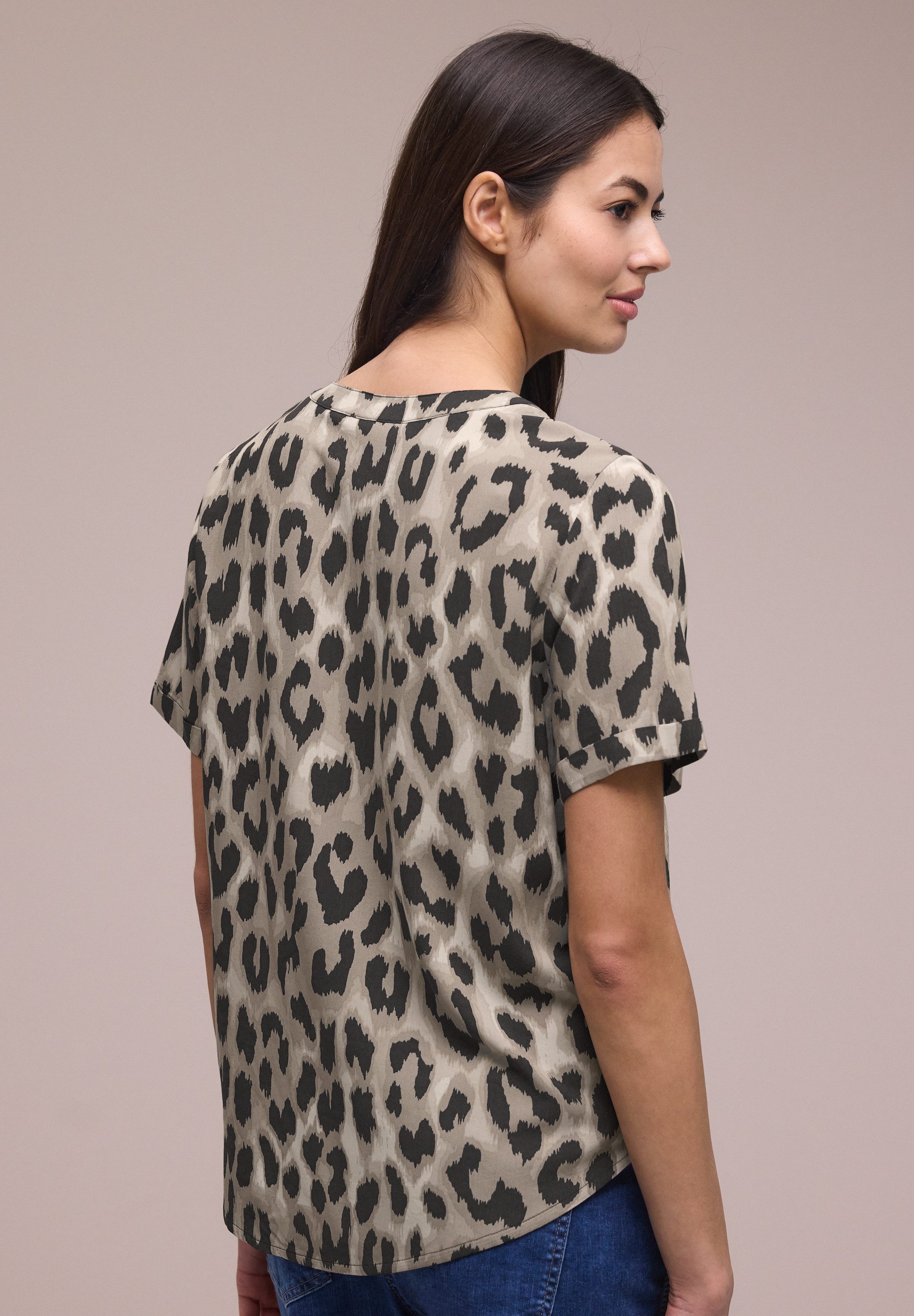STREET ONE Kurzarmbluse Sommerbluse mit Animal Print