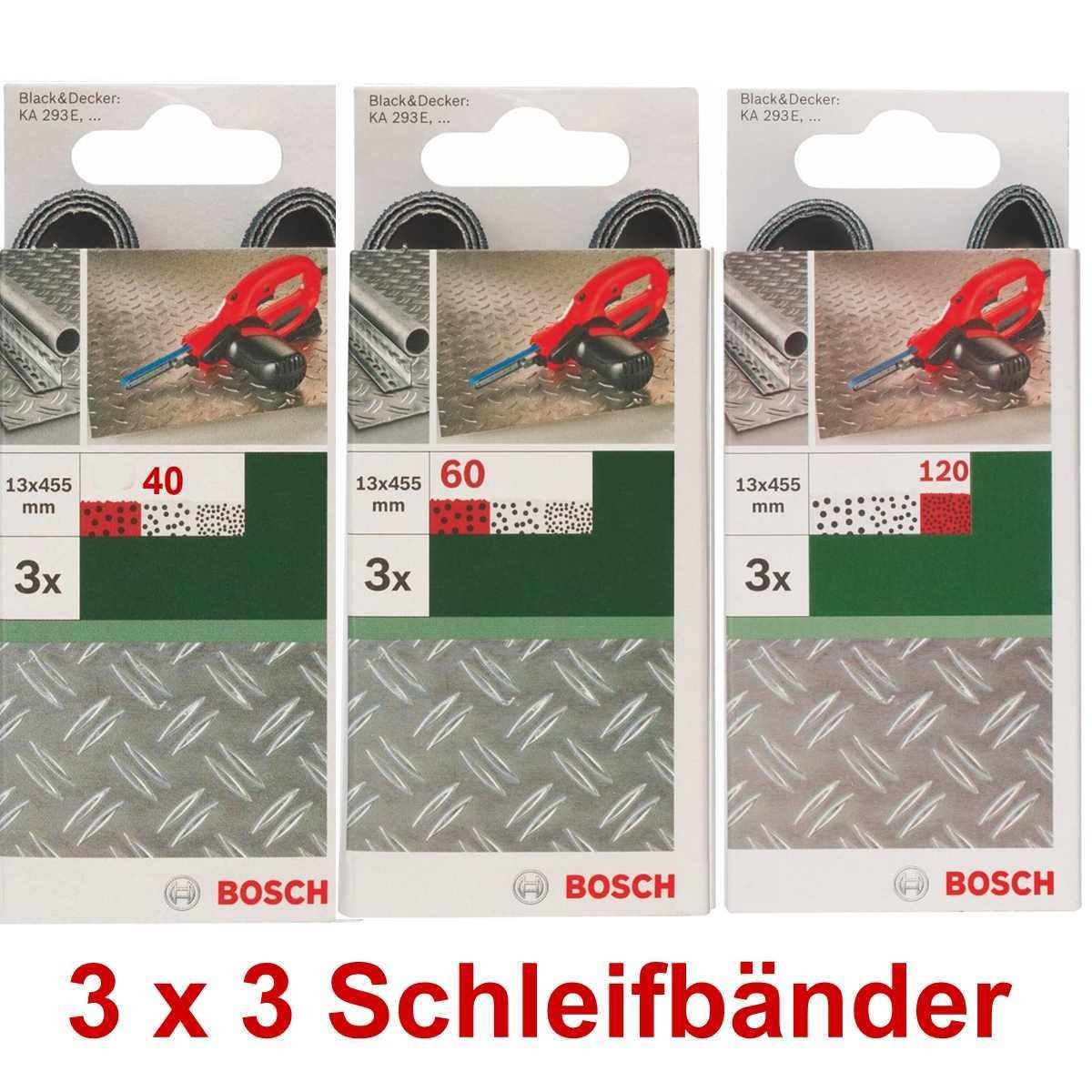 BOSCH Bohrfutter Bosch 3 x 3 Schleifbänder für B+D Powerfile KA 293E 13 x 451 mm, 40,60