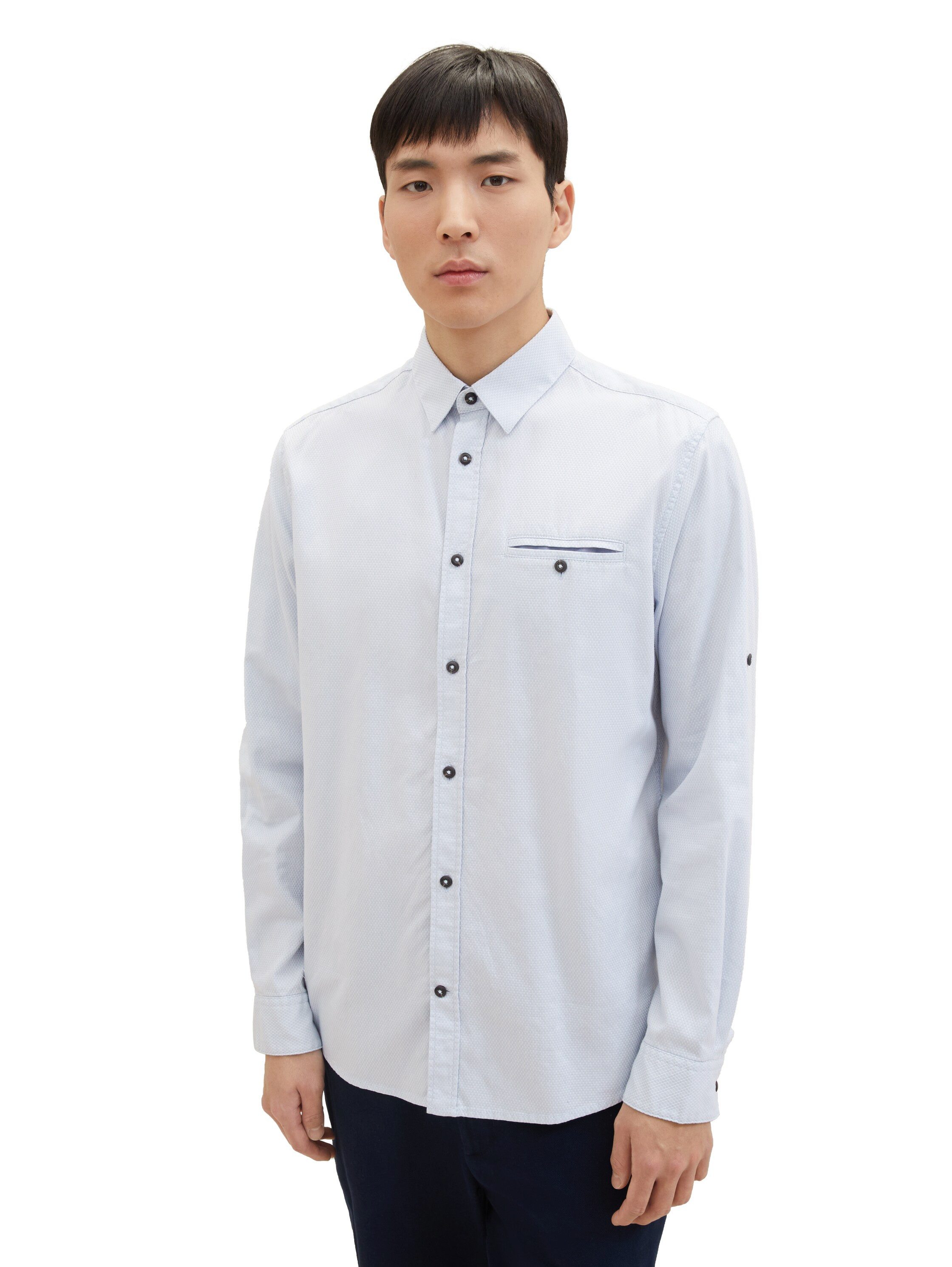 TOM TAILOR Langarmhemd Langarmhemd Struktur mit Knopf an der Brusttasche günstig online kaufen