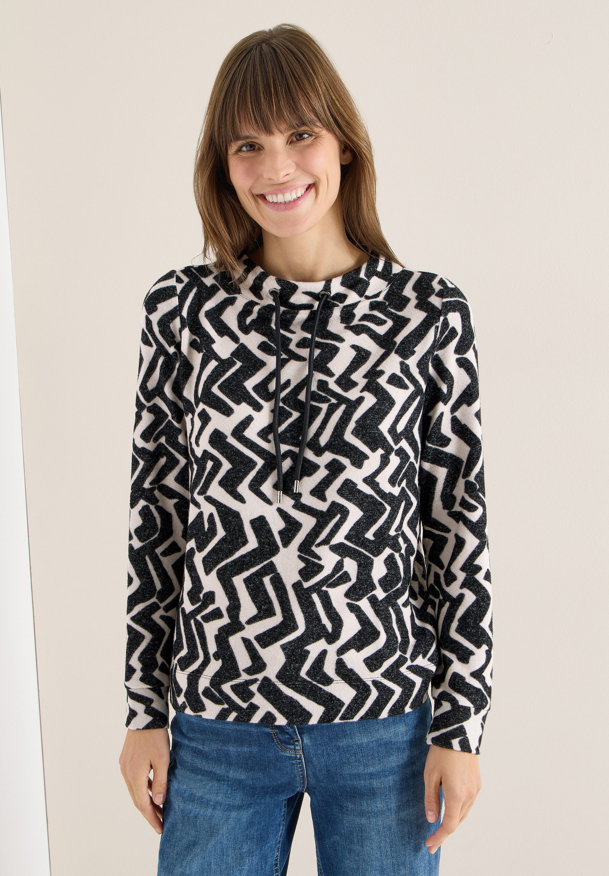 CECIL Langarmshirt mit Seitlichen Einschlitzen am Saum günstig online kaufen