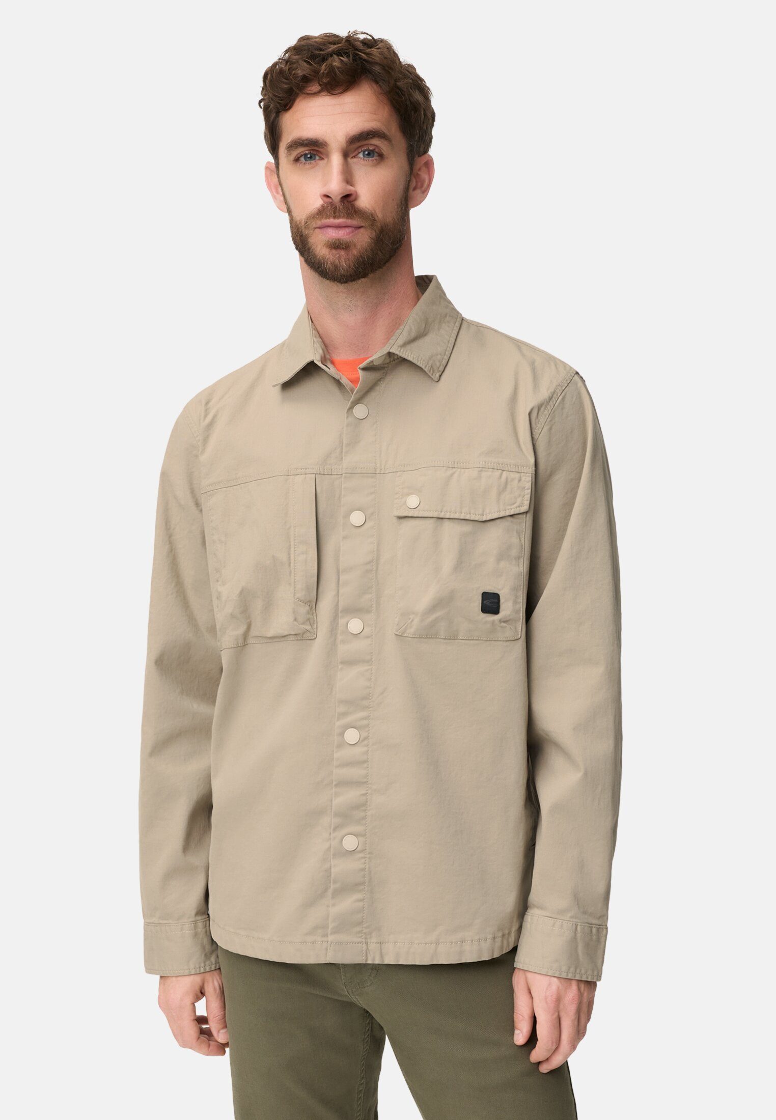camel active Hemdjacke mit Taschen Langarm Markenlabel