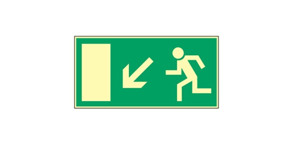 Thumbnail - König Werbeanlagen Hinweisschild Rettungsweg links abwärts, Symbolschild, BGV A8 (E13)