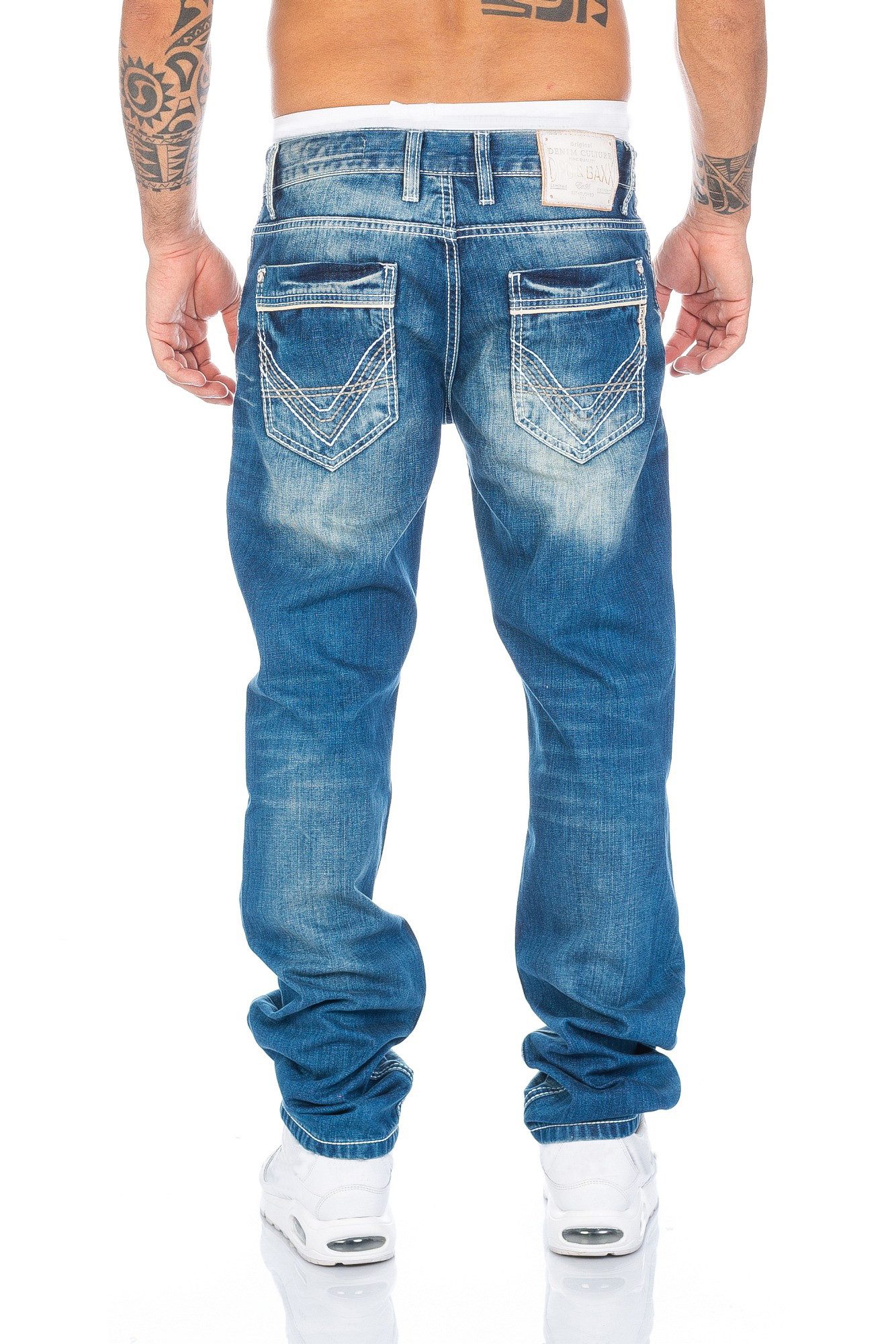 Cipo & Baxx Regular-fit-Jeans Jeans Hose mit dicken Kontrast Nähten Dicke Nähte im edlen Design – Bild 3 von 5