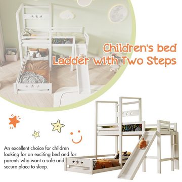 OKWISH Kinderbett 90 x 200 cm Einzelbett mit Leiter (Hochbett mit Leiter 90x200 cm, Hausbett), Massivholz
