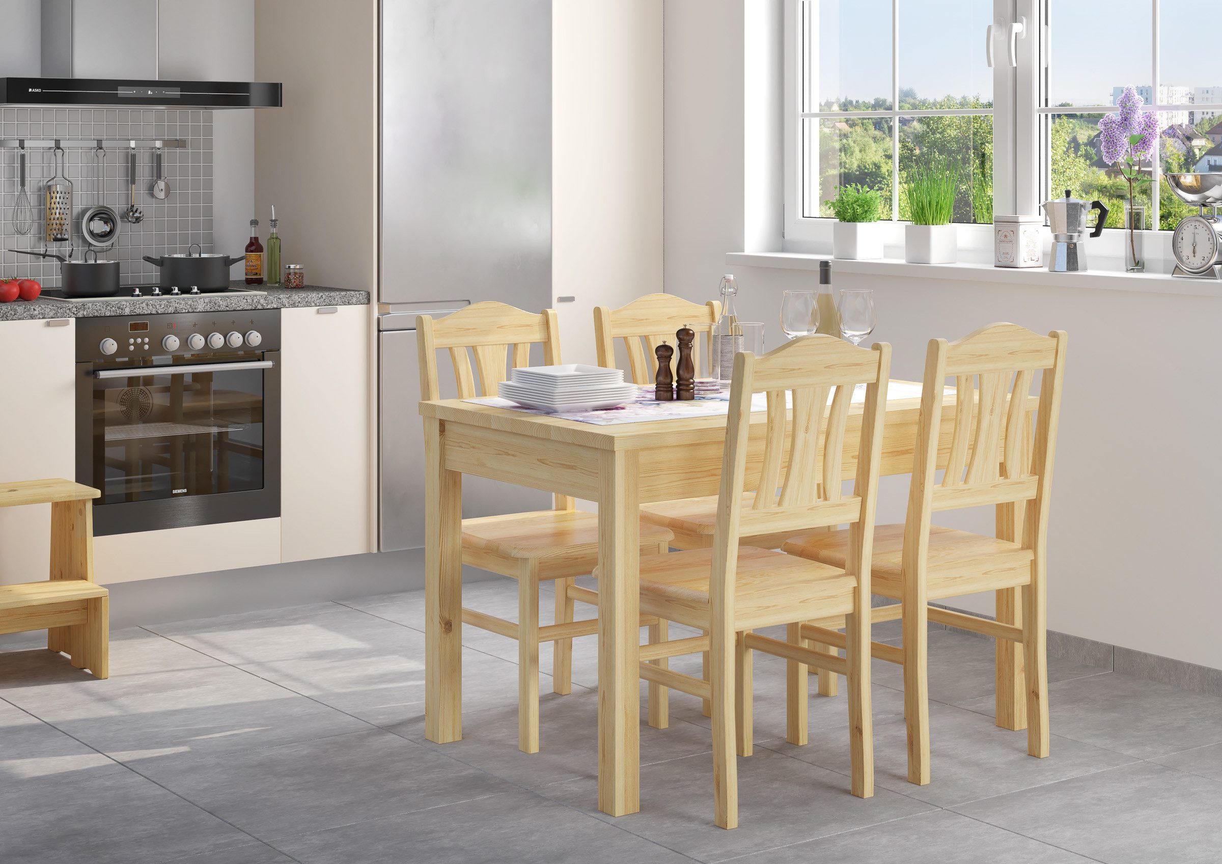 ERST-HOLZ Esszimmerstuhl Küchenstuhl Robust Massivholzstuhl Kiefer Doppelpa günstig online kaufen