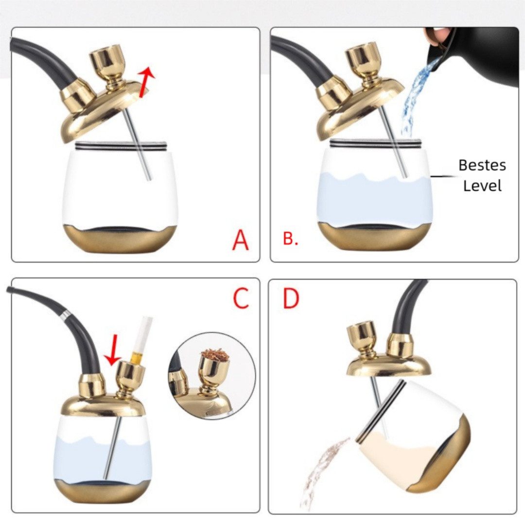 VEKROBOT Handpfeife Wasserpfeife 2 in 1 Tragbare Shisha Wasserfiltersystem für unterwegs, (Set, 1-St., Abnehmbar & waschbar – mühelose Reinigung), Doppelfilter System für besonders sanften Genuss