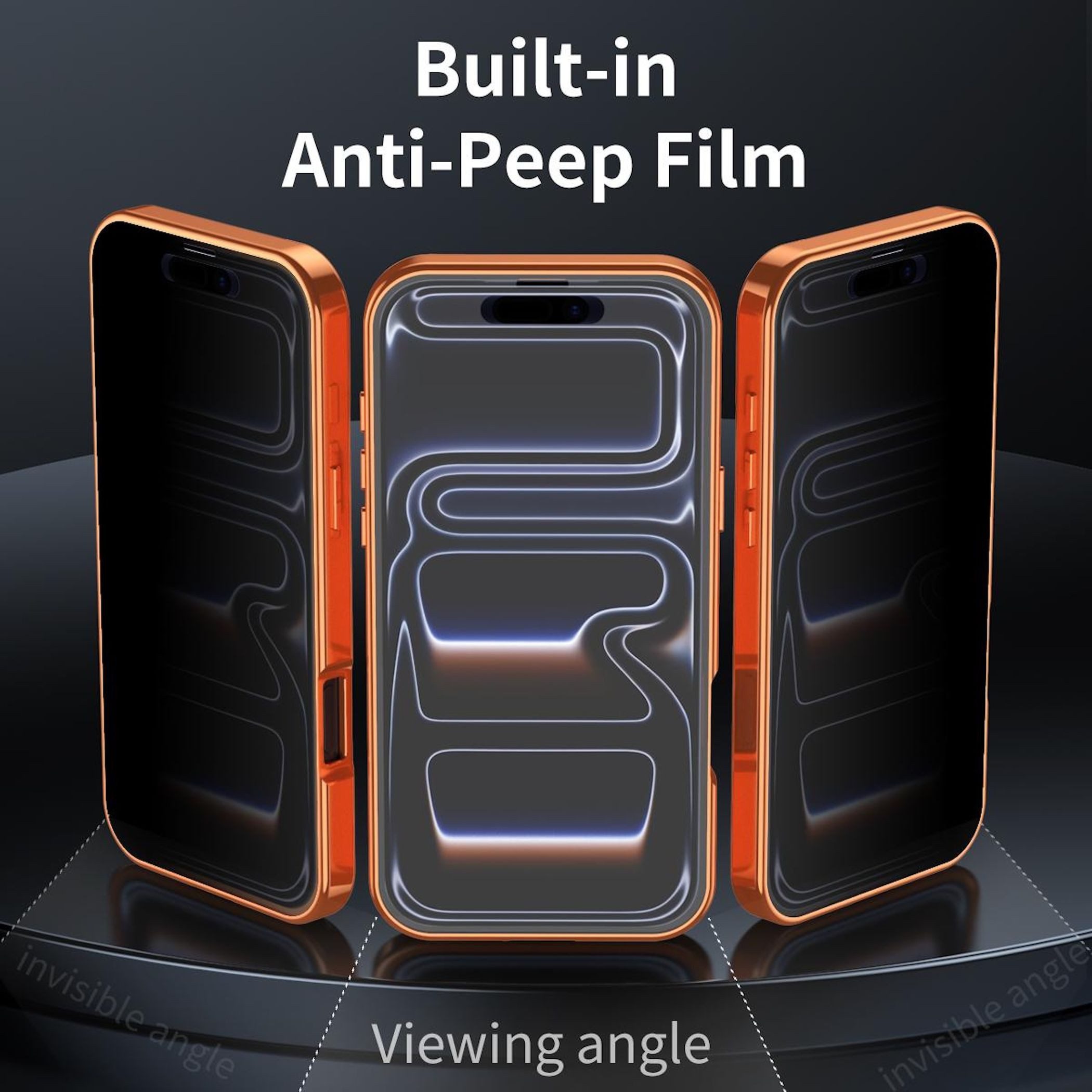 Wigento Handyhülle Für Apple iPhone 17 Pro Max Privacy Metall MagSafe Halter Hülle Orange, MagSafe-kompatibel, Privacy-Front, Haltering – Bild 4 von 5