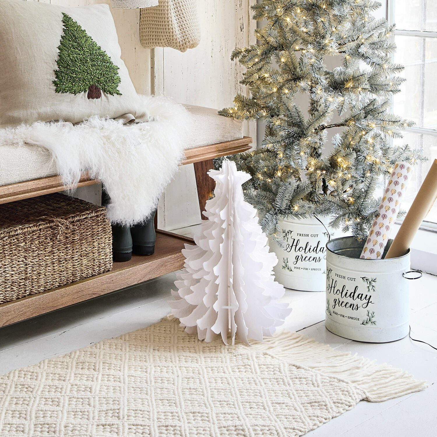 Mirabeau Weihnachtsfigur Deko-Baum 2er Set Amuré weiß (2er Set, 2er Set)