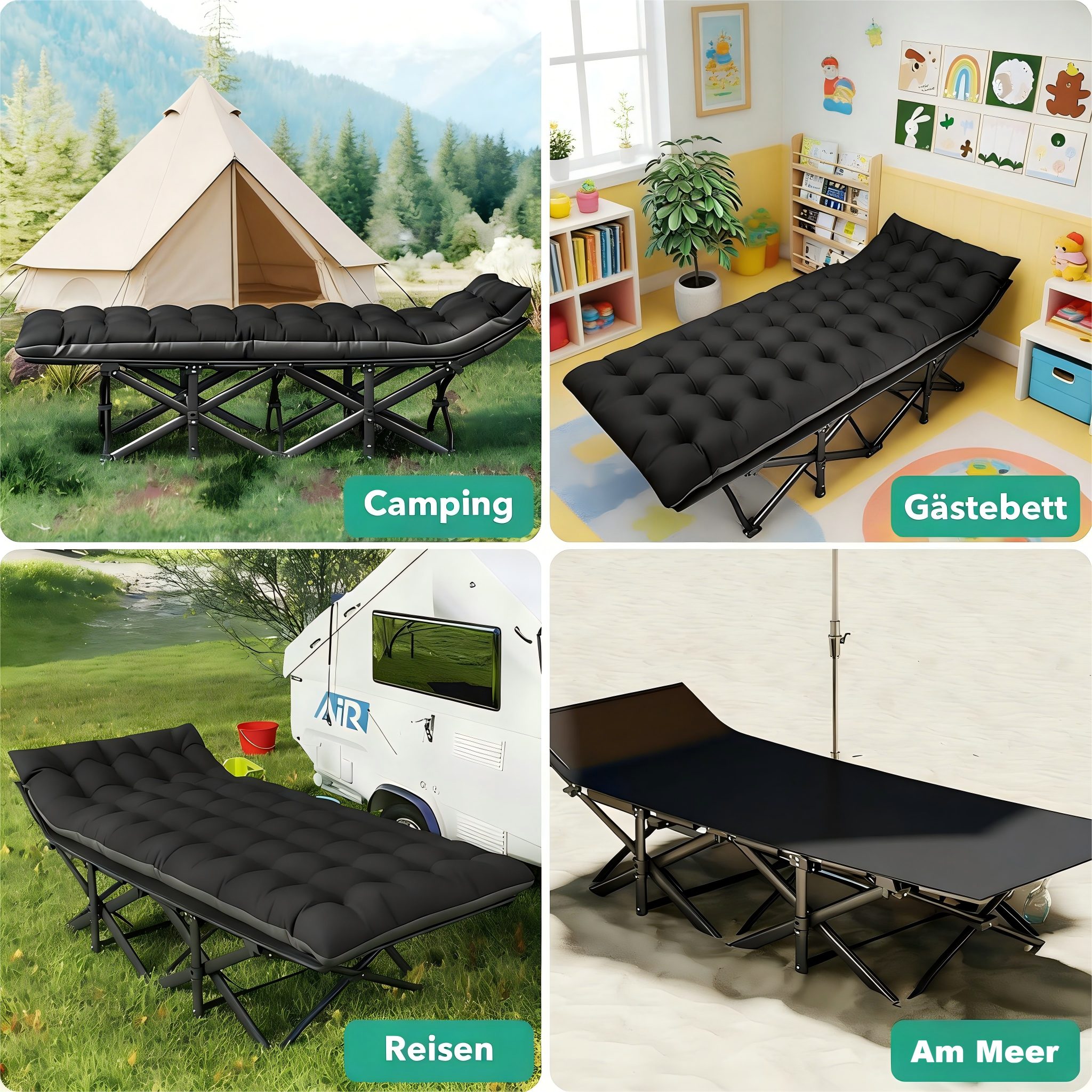 Toomoke Klappbett Klappbar Camping Bett,Gästebett,feldbett bis 200KG,188cm× günstig online kaufen