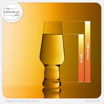 IMPERIAL glass Bierglas Biergläser aus Glas 400ml (max. 500ml) Set 6-Teilig, Glas, Weizengläser Spülmaschinenfest 0,4L Bierglas Craftbierglas