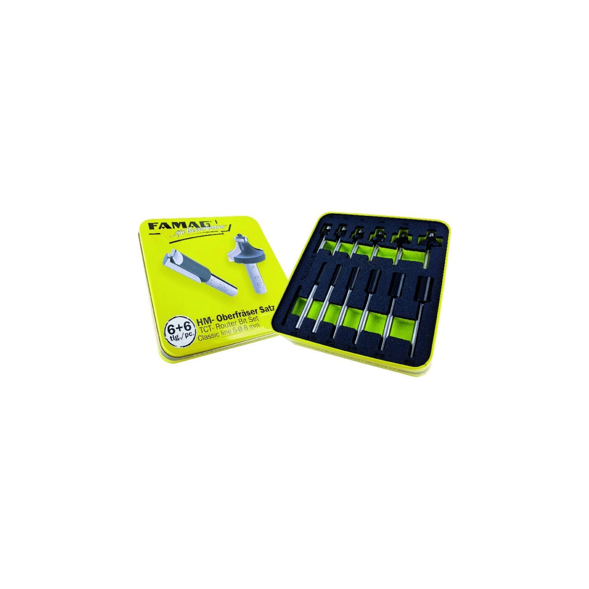 FAMAG Frässtift FAMAG HM-Fräsersatz 6+6 teilig in Blechbox Sh 8