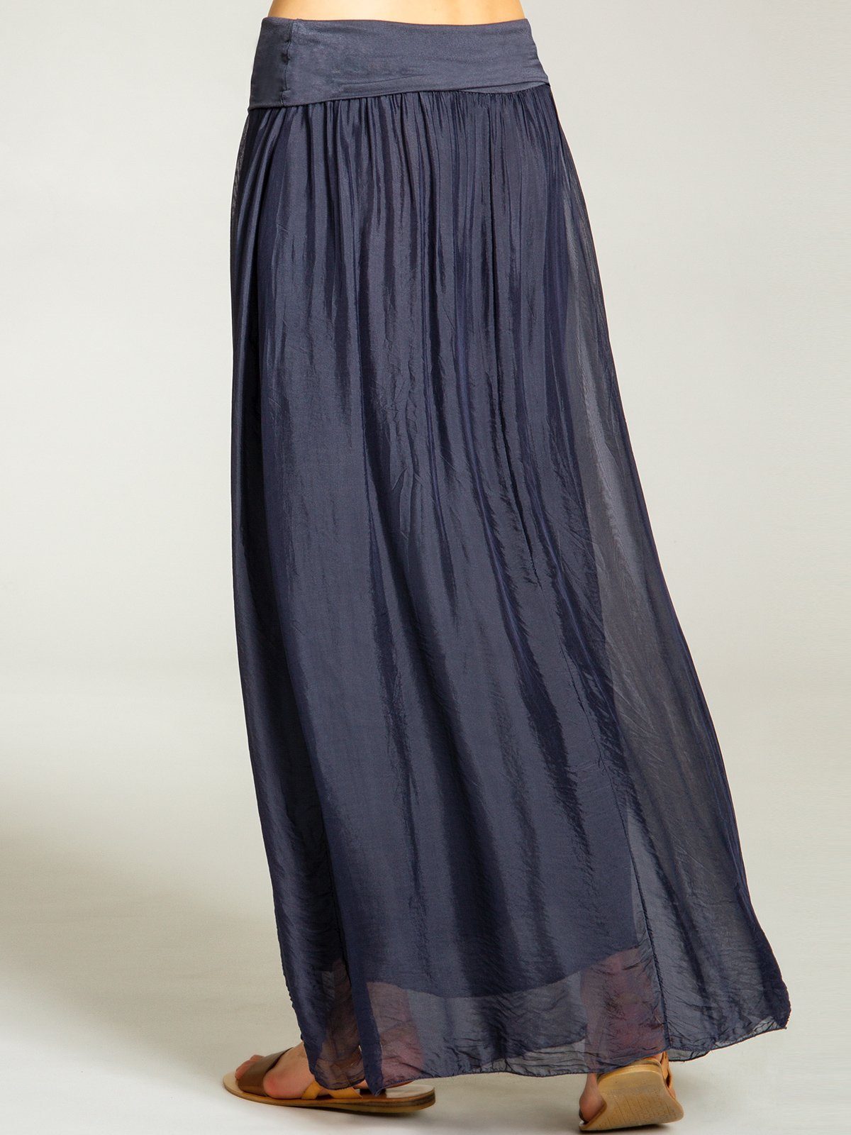 Caspar Faltenrock RO025 eleganter leichter Damen Sommer Rock mit Seidenanteil mit figurfreundlichem Stretch Bund - Made in Italy