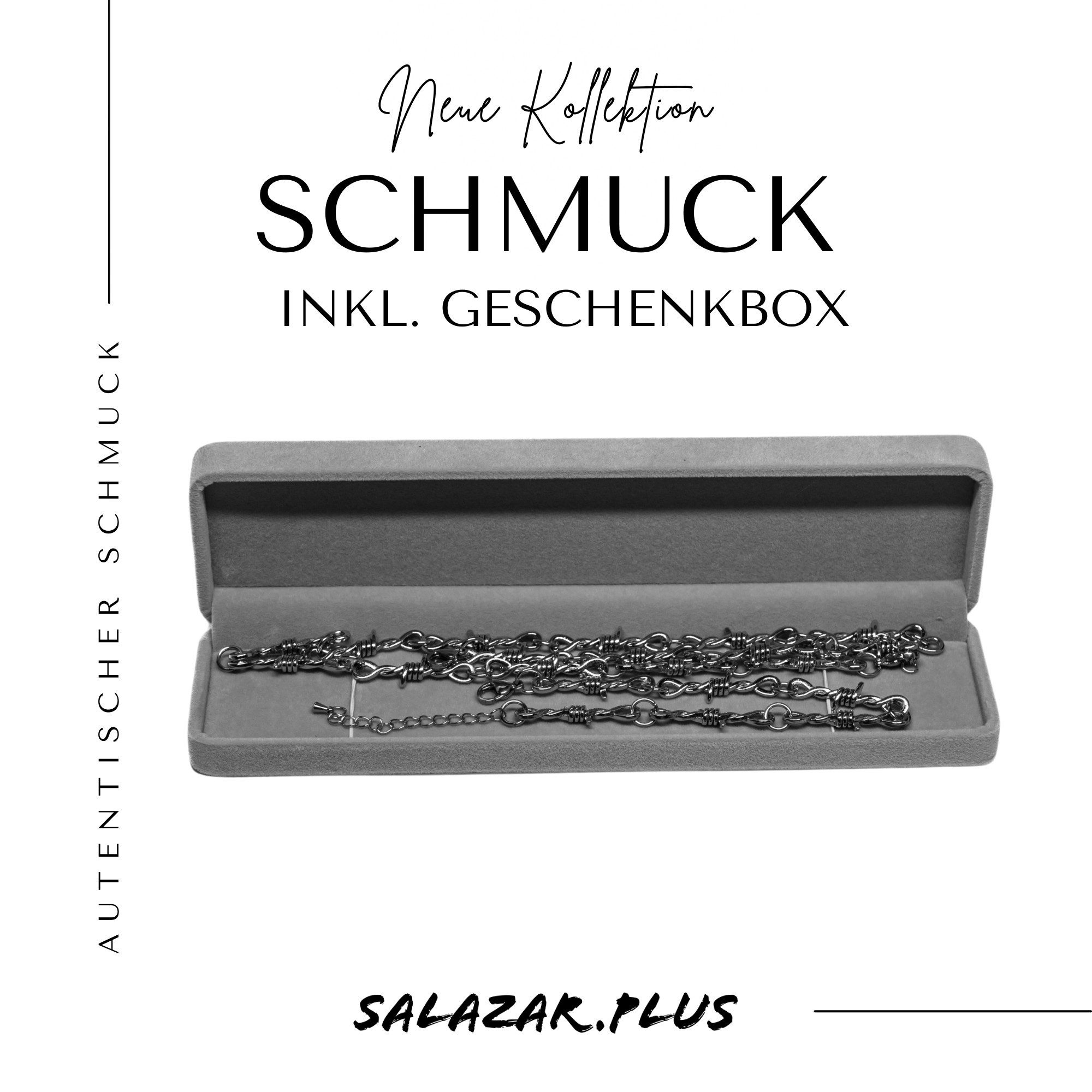 salazar.plus Ketten-Set Stacheldraht Kette + Stacheldraht Armband Set Damen Herren Unisex